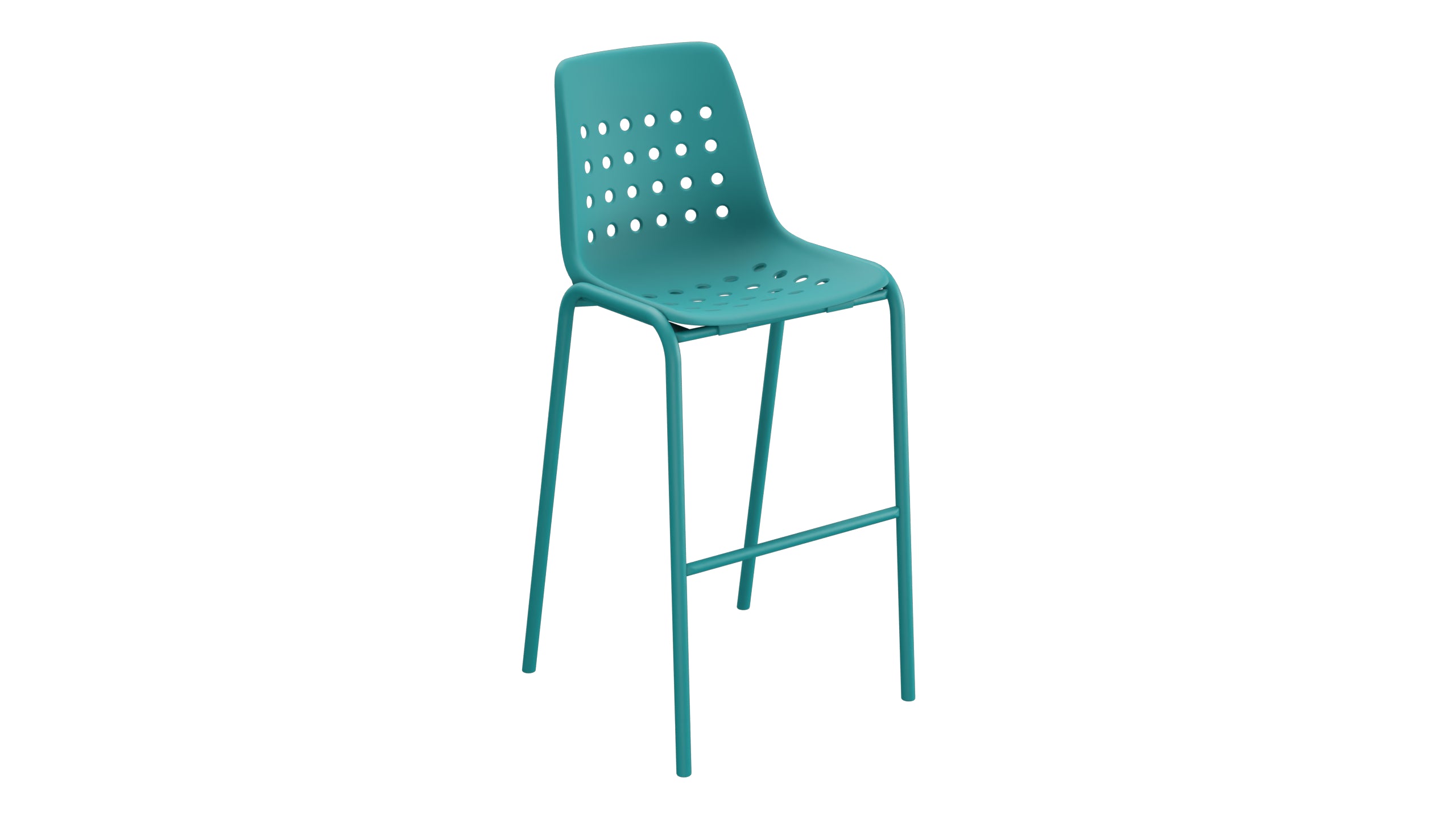 Bermuda Schalen-Barstuhl ohne Armlehne in Kaliblau präsentiert im Onlineshop von KAQTU Design AG. Outdoor-Barstuhl ist von Schaffner