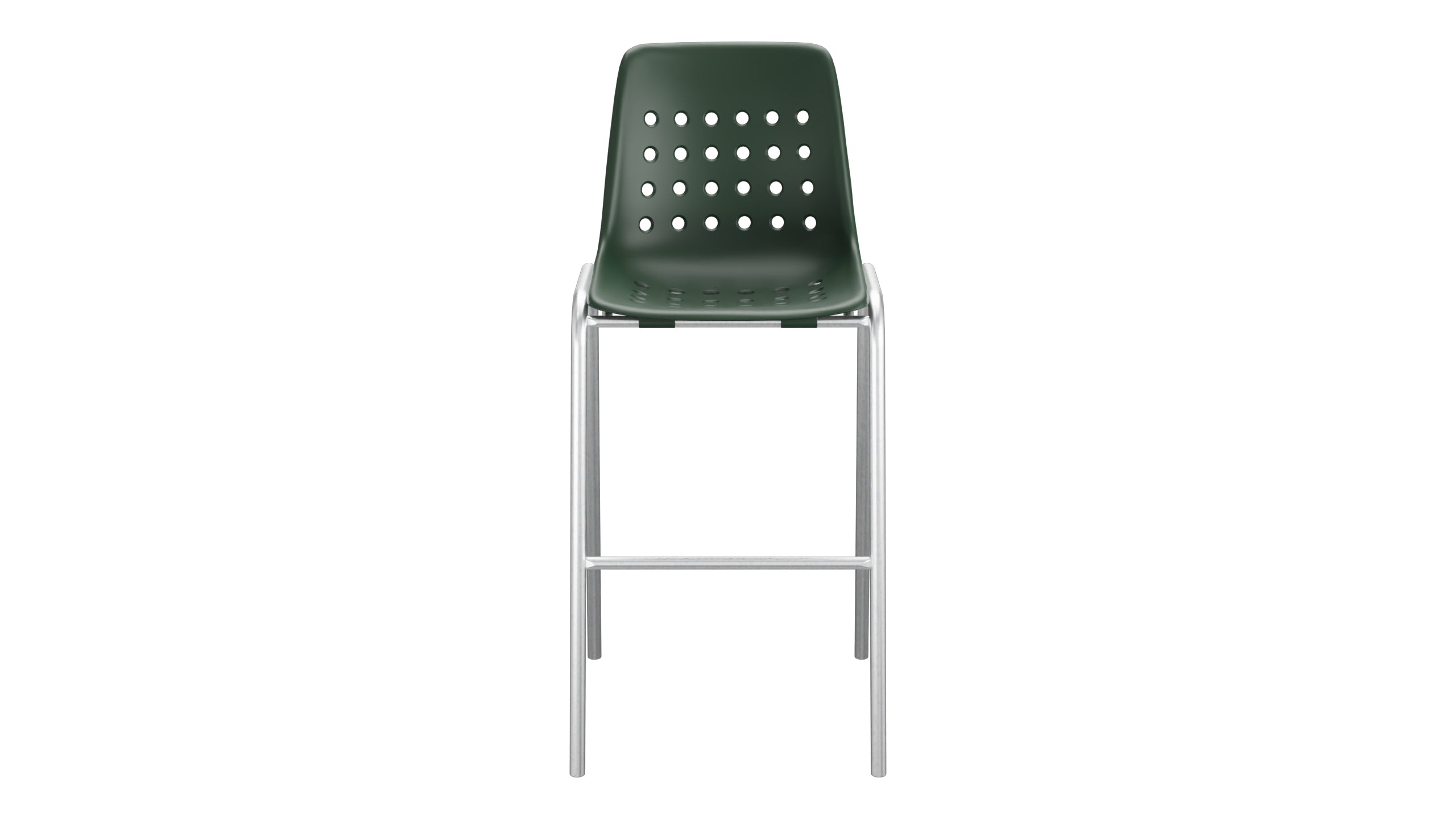 Bermuda Schalen-Barstuhl ohne Armlehne in Tannengrün präsentiert im Onlineshop von KAQTU Design AG. Outdoor-Barstuhl ist von Schaffner