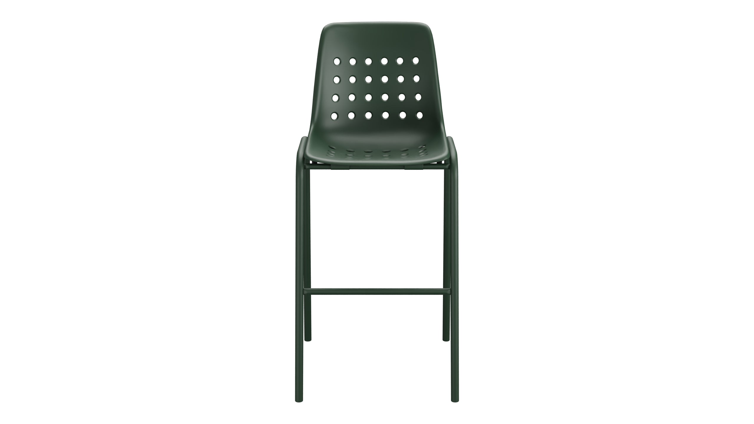 Bermuda Schalen-Barstuhl ohne Armlehne in Tannengrün präsentiert im Onlineshop von KAQTU Design AG. Outdoor-Barstuhl ist von Schaffner