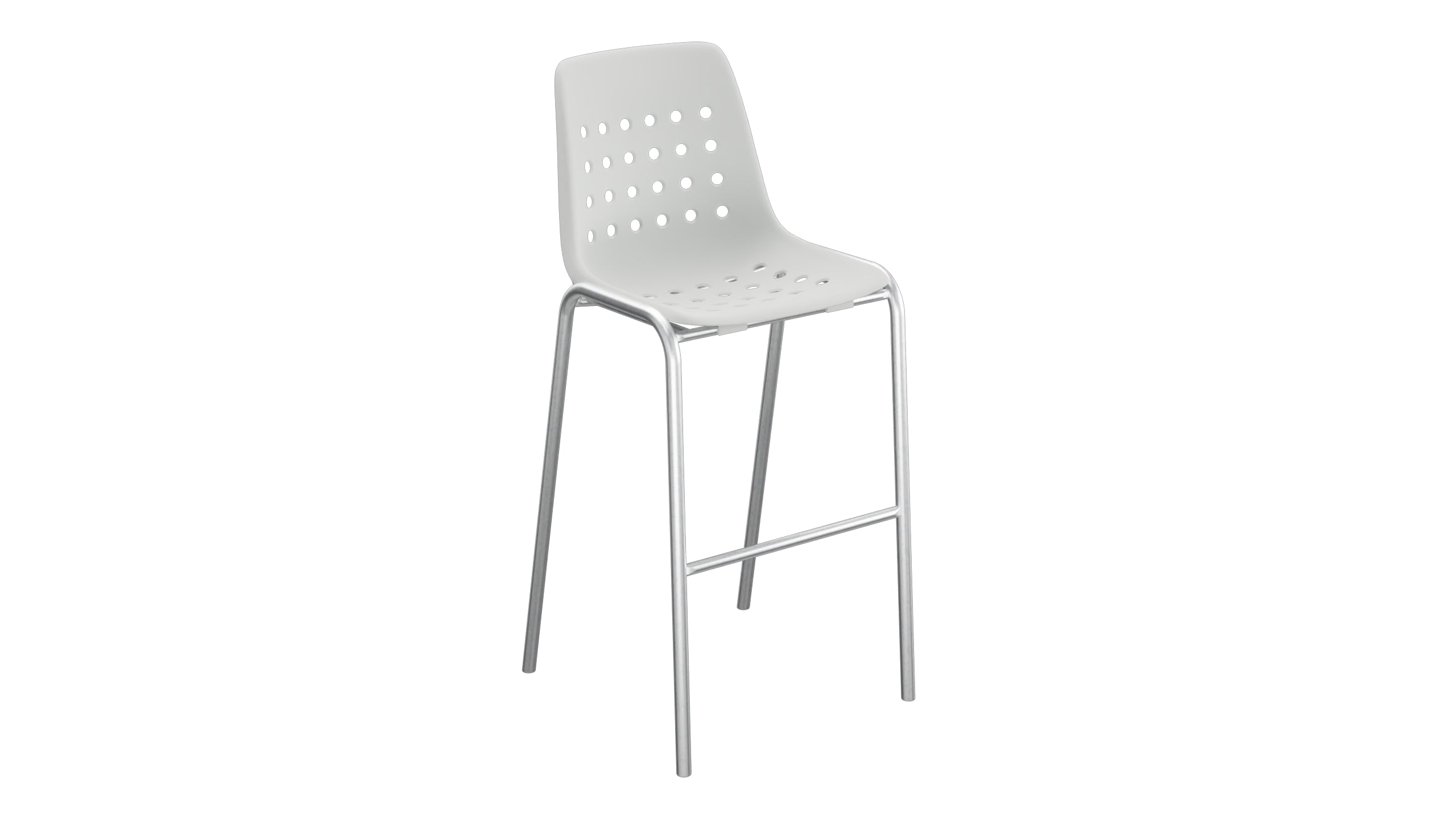 Bermuda Schalen-Barstuhl ohne Armlehne in Alusilber präsentiert im Onlineshop von KAQTU Design AG. Outdoor-Barstuhl ist von Schaffner