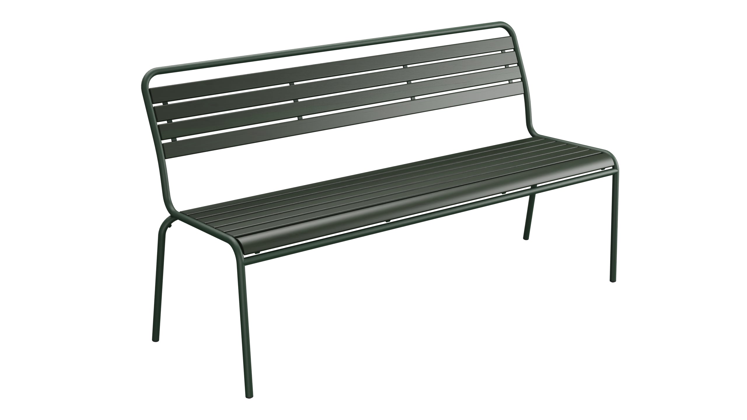 Rigi Holzlatten-3er-Gartenbank ohne Armlehne in Tannengrün präsentiert im Onlineshop von KAQTU Design AG. Gartenbank ist von Schaffner