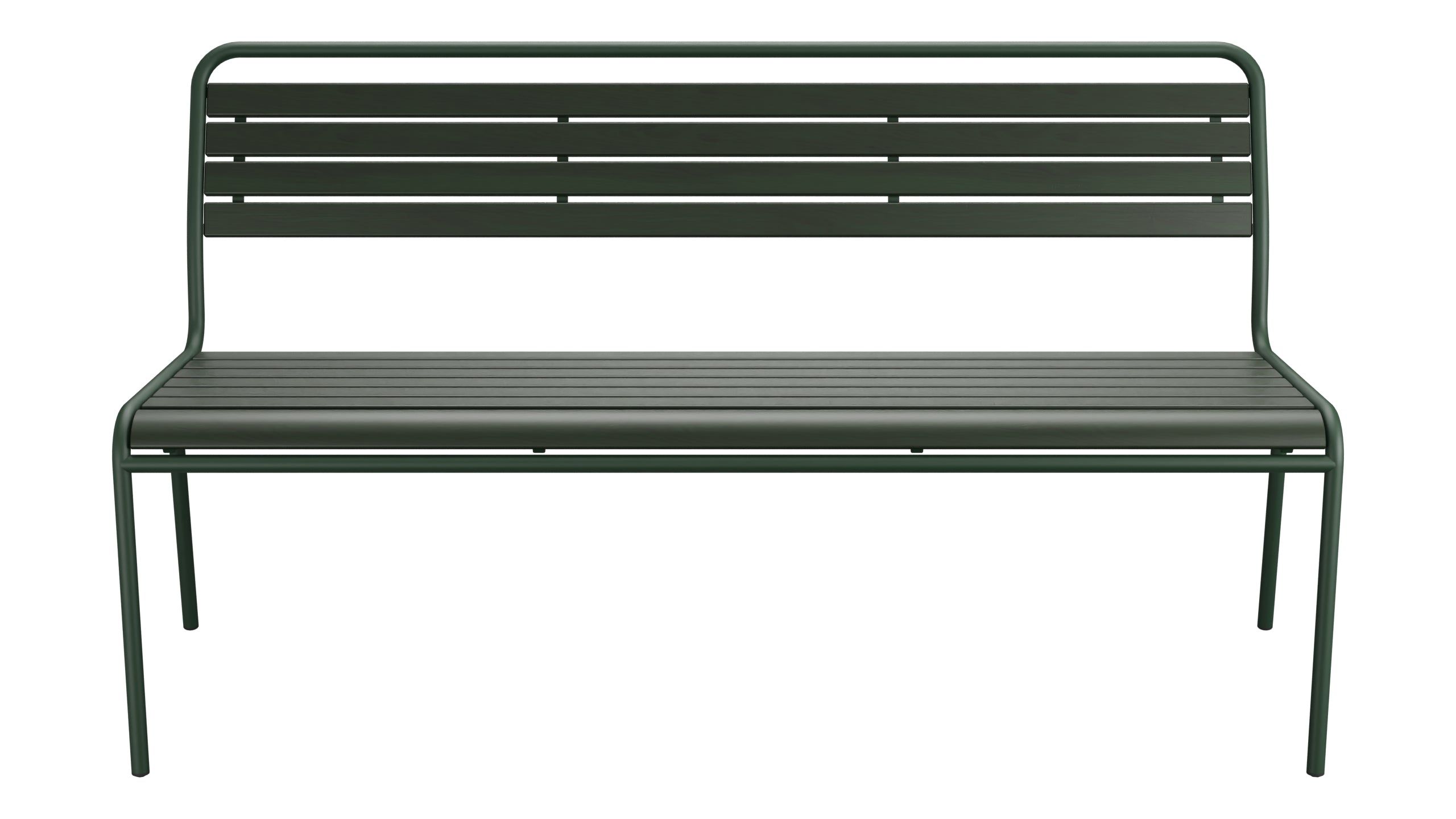 Rigi Holzlatten-3er-Gartenbank ohne Armlehne in Tannengrün präsentiert im Onlineshop von KAQTU Design AG. Gartenbank ist von Schaffner