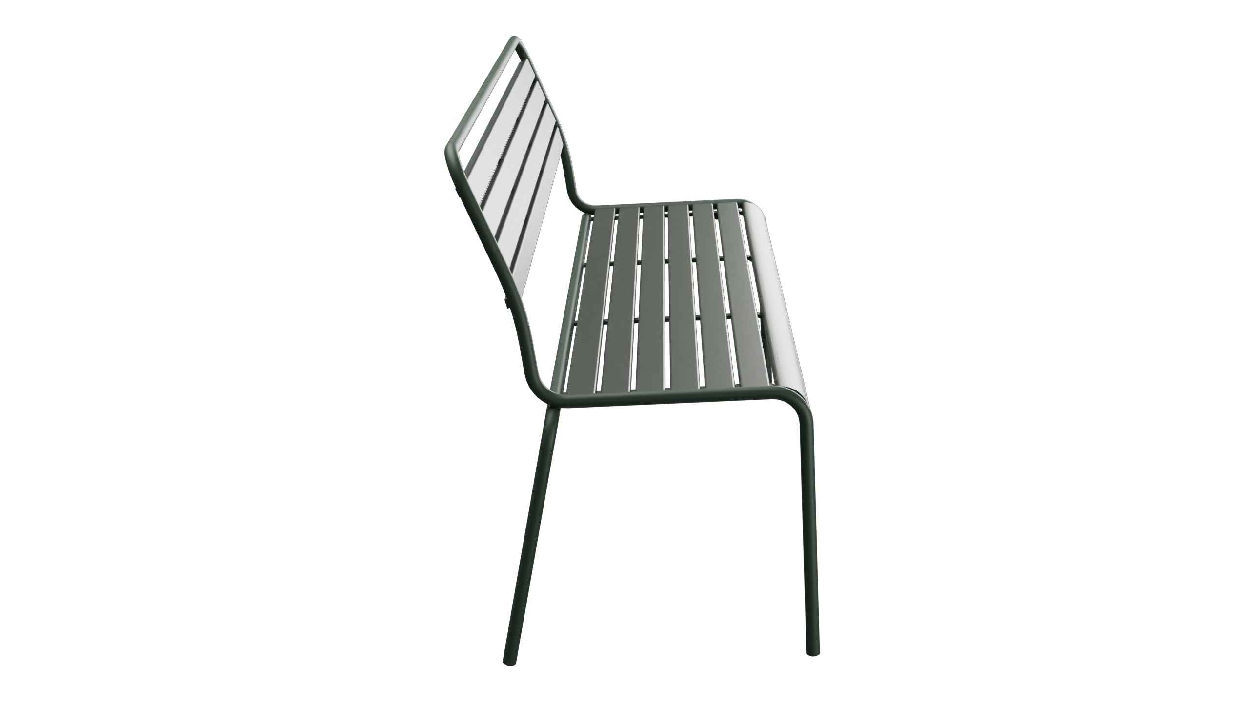 Rigi Holzlatten-3er-Gartenbank ohne Armlehne in Tannengrün präsentiert im Onlineshop von KAQTU Design AG. Gartenbank ist von Schaffner