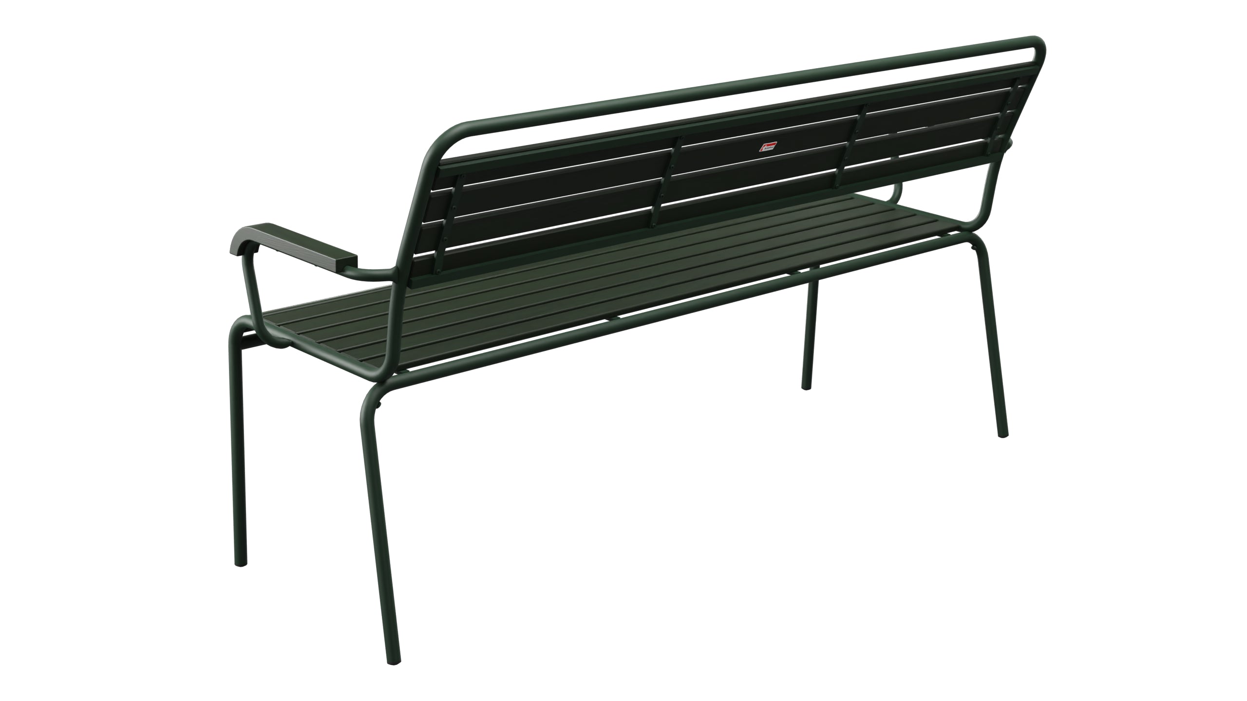 Rigi Holzlatten- 3er-Gartenbank mit Armlehne in Tannengrün präsentiert im Onlineshop von KAQTU Design AG. Gartenbank ist von Schaffner