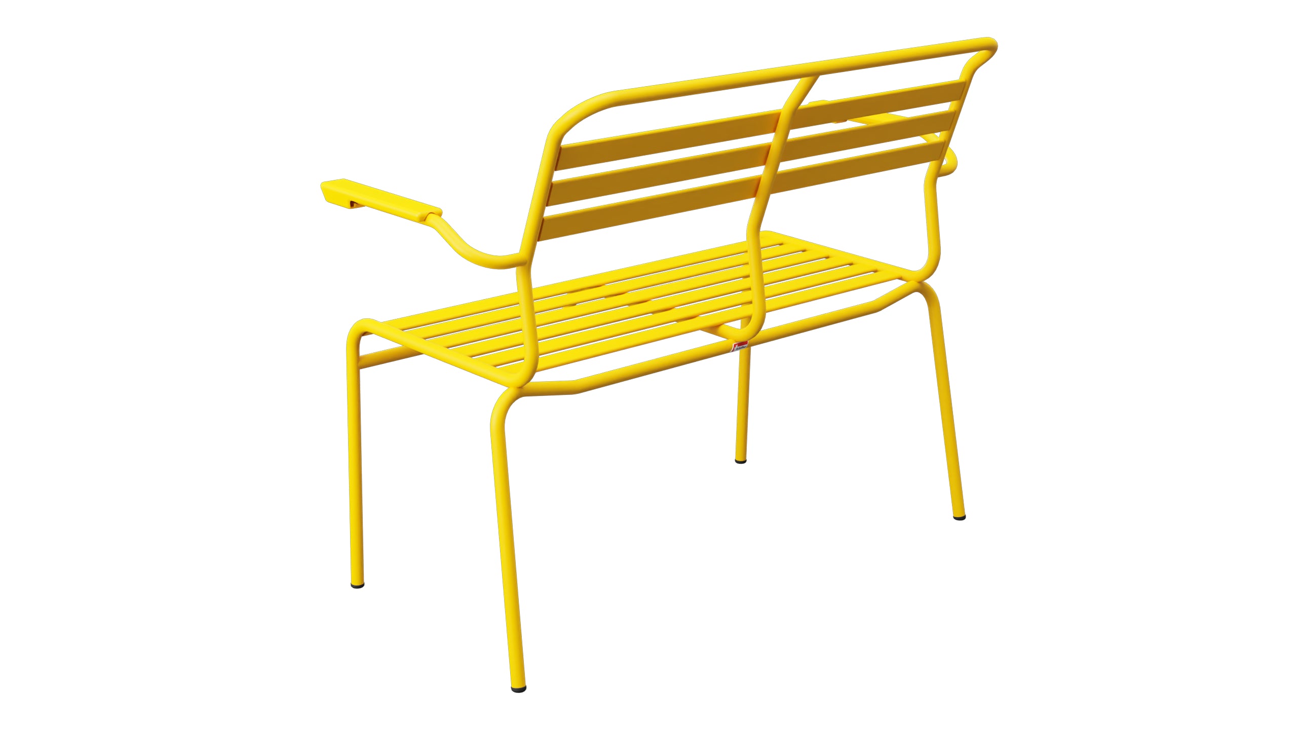 Säntis Lättli-2er Gartenbank mit Armlehne in Gelb präsentiert im Onlineshop von KAQTU Design AG. Gartenbank ist von Schaffner