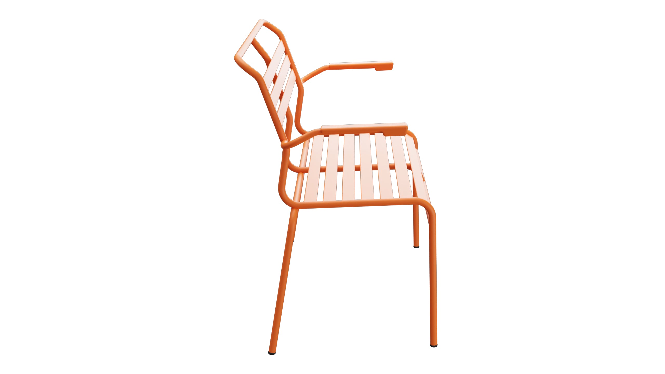 Säntis Lättli-2er Gartenbank mit Armlehne in Orange präsentiert im Onlineshop von KAQTU Design AG. Gartenbank ist von Schaffner