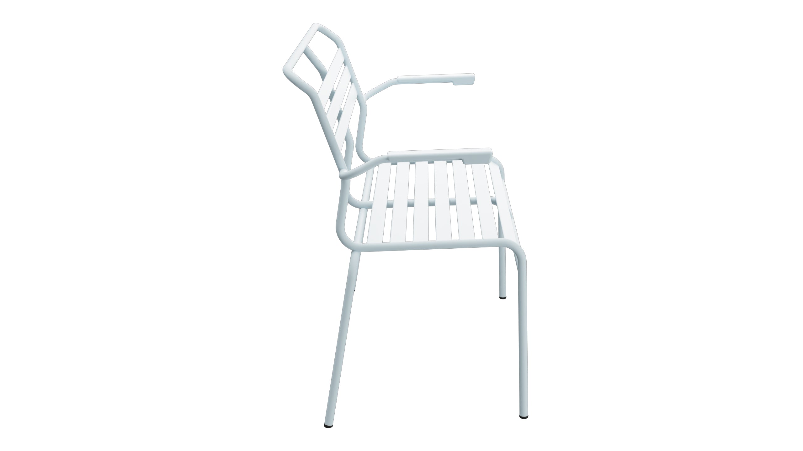 Säntis Lättli-2er Gartenbank mit Armlehne in Pastellblau präsentiert im Onlineshop von KAQTU Design AG. Gartenbank ist von Schaffner