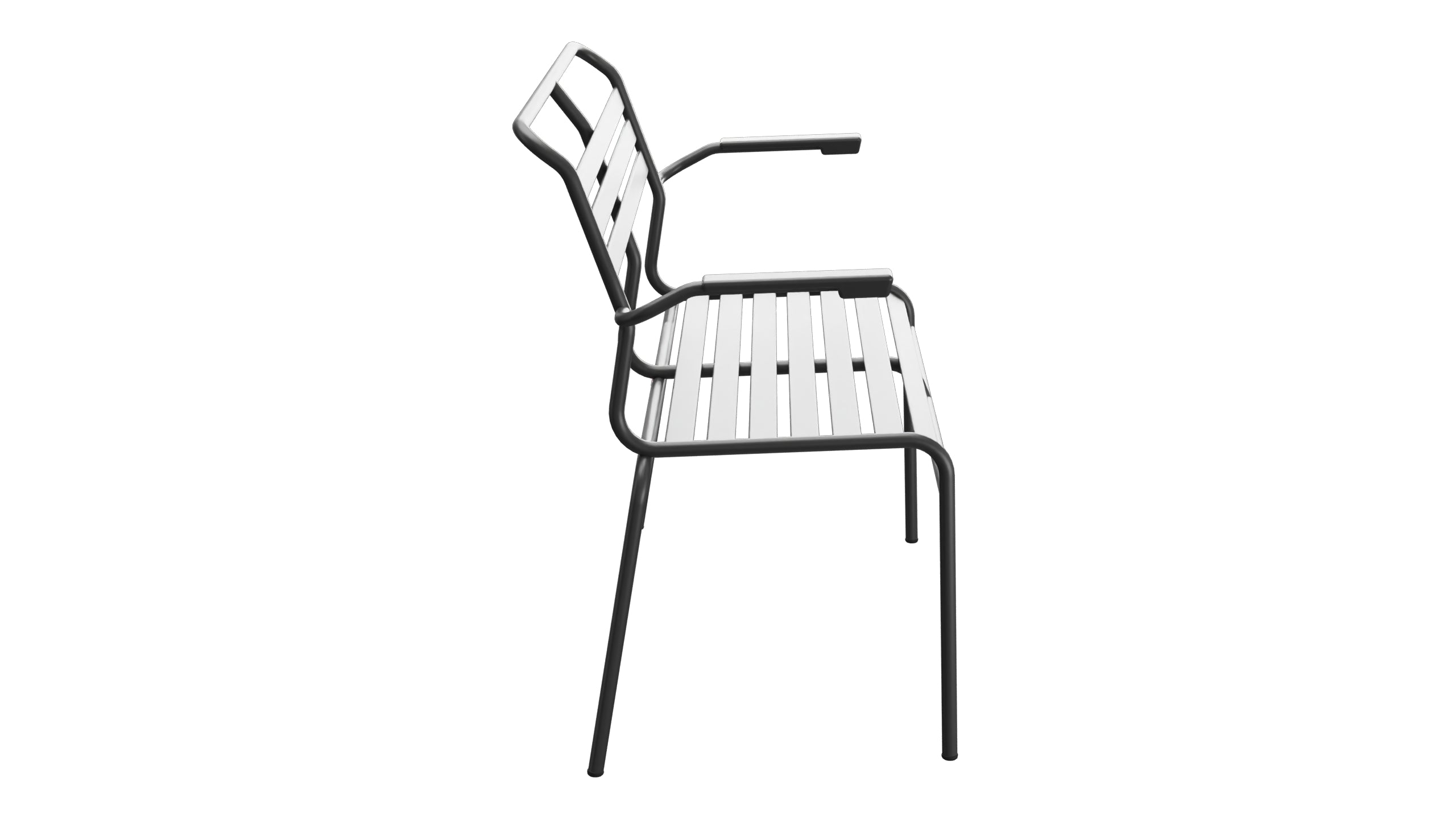Säntis Lättli-2er Gartenbank mit Armlehne in Anthrazit präsentiert im Onlineshop von KAQTU Design AG. Gartenbank ist von Schaffner