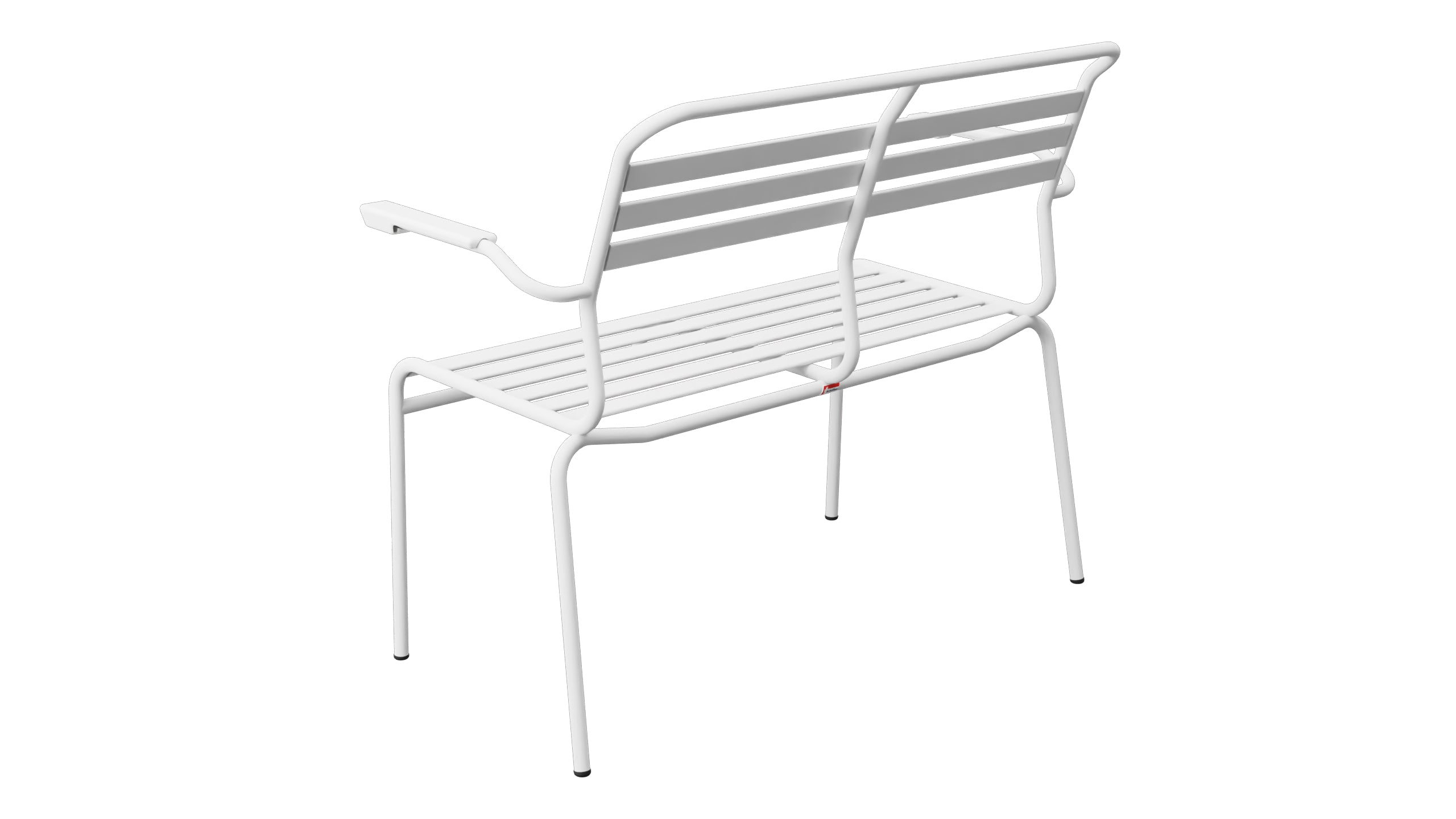 Säntis Lättli-2er Gartenbank mit Armlehne in Weiss präsentiert im Onlineshop von KAQTU Design AG. Gartenbank ist von Schaffner