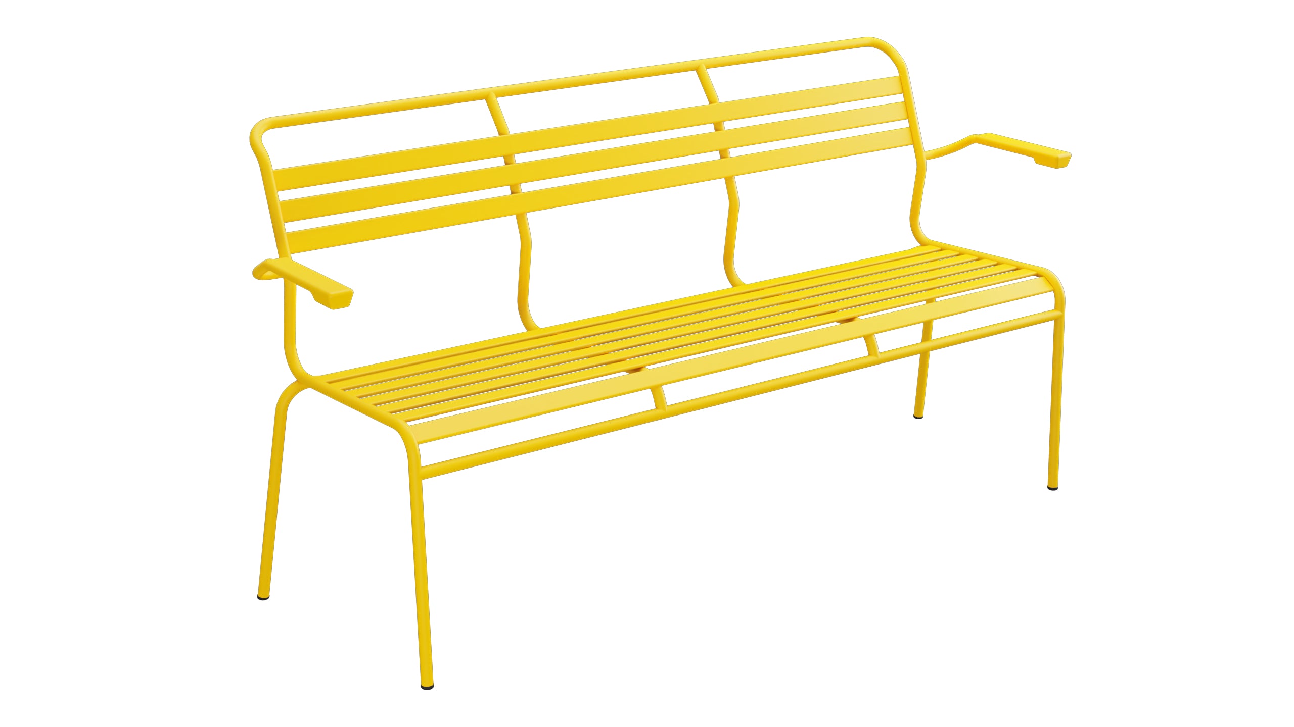 Säntis Lättli-3er Gartenbank mit Armlehne in Gelb präsentiert im Onlineshop von KAQTU Design AG. Gartenbank ist von Schaffner