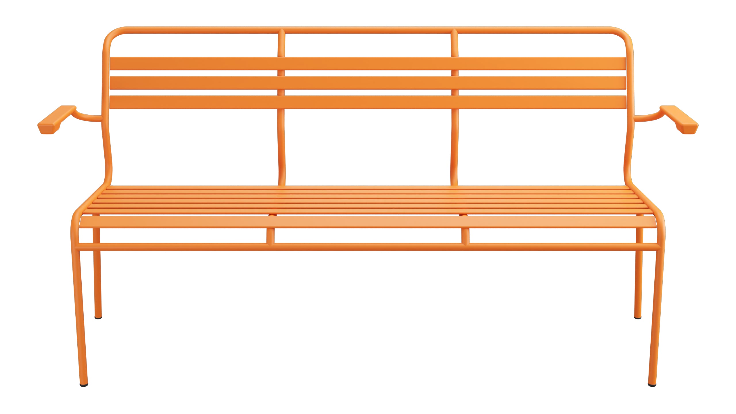 Säntis Lättli-3er Gartenbank mit Armlehne in Orange präsentiert im Onlineshop von KAQTU Design AG. Gartenbank ist von Schaffner