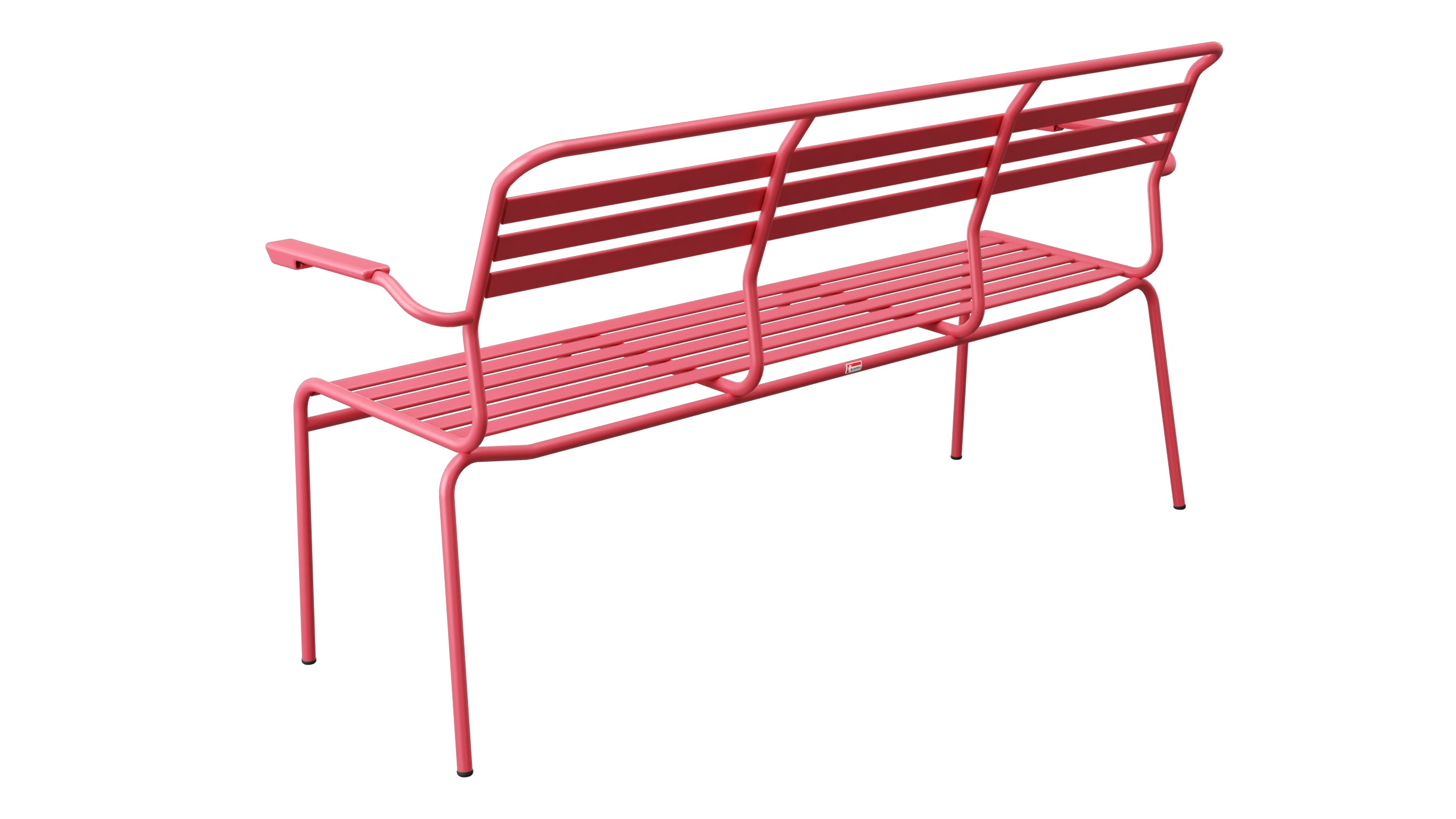 Säntis Lättli-3er Gartenbank mit Armlehne in Ahornrot präsentiert im Onlineshop von KAQTU Design AG. Gartenbank ist von Schaffner