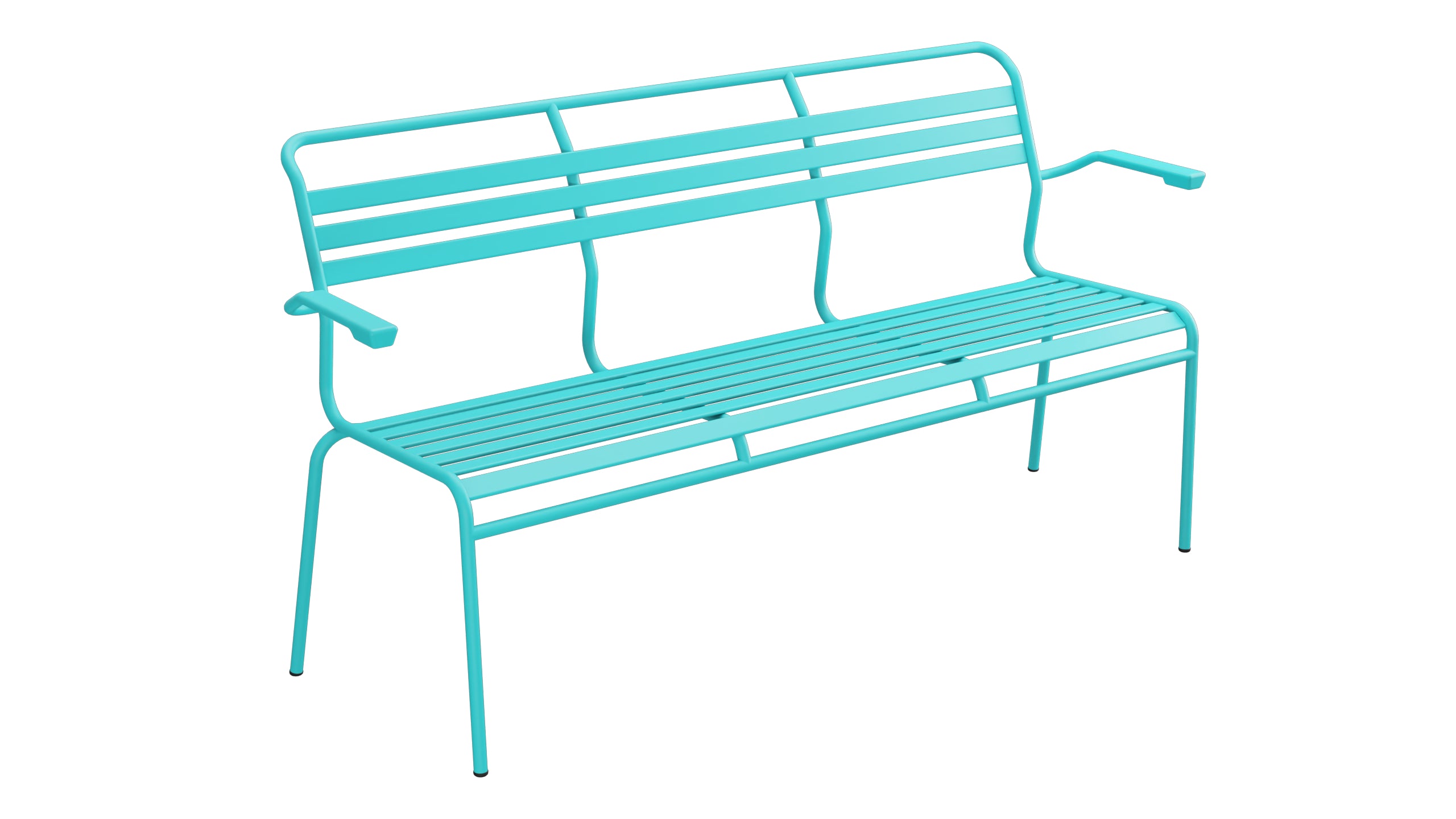 Säntis Lättli-3er Gartenbank mit Armlehne in Türkis präsentiert im Onlineshop von KAQTU Design AG. Gartenbank ist von Schaffner