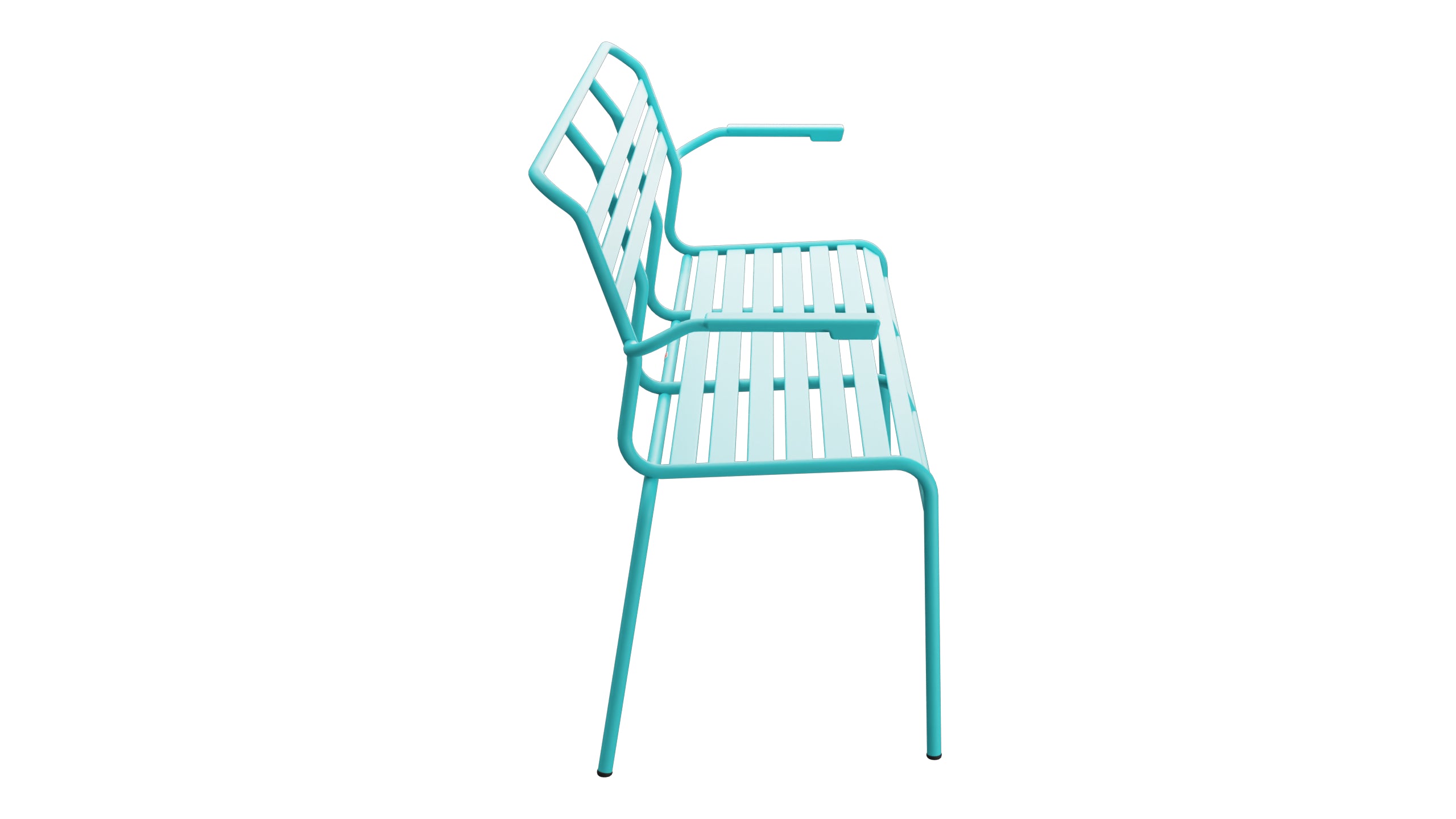 Säntis Lättli-3er Gartenbank mit Armlehne in Türkis präsentiert im Onlineshop von KAQTU Design AG. Gartenbank ist von Schaffner