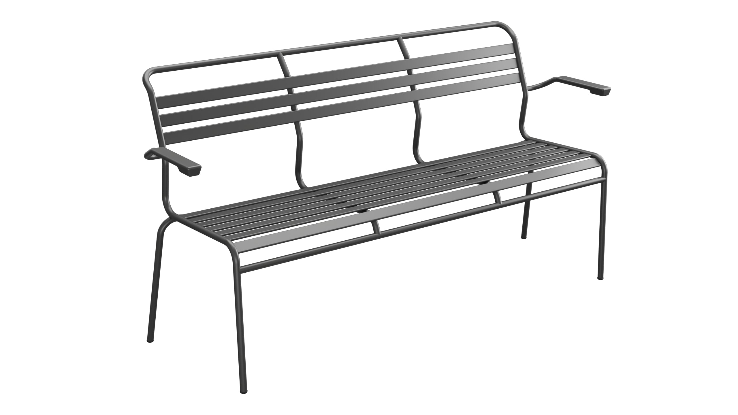 Säntis Lättli-3er Gartenbank mit Armlehne in Anthrazit präsentiert im Onlineshop von KAQTU Design AG. Gartenbank ist von Schaffner