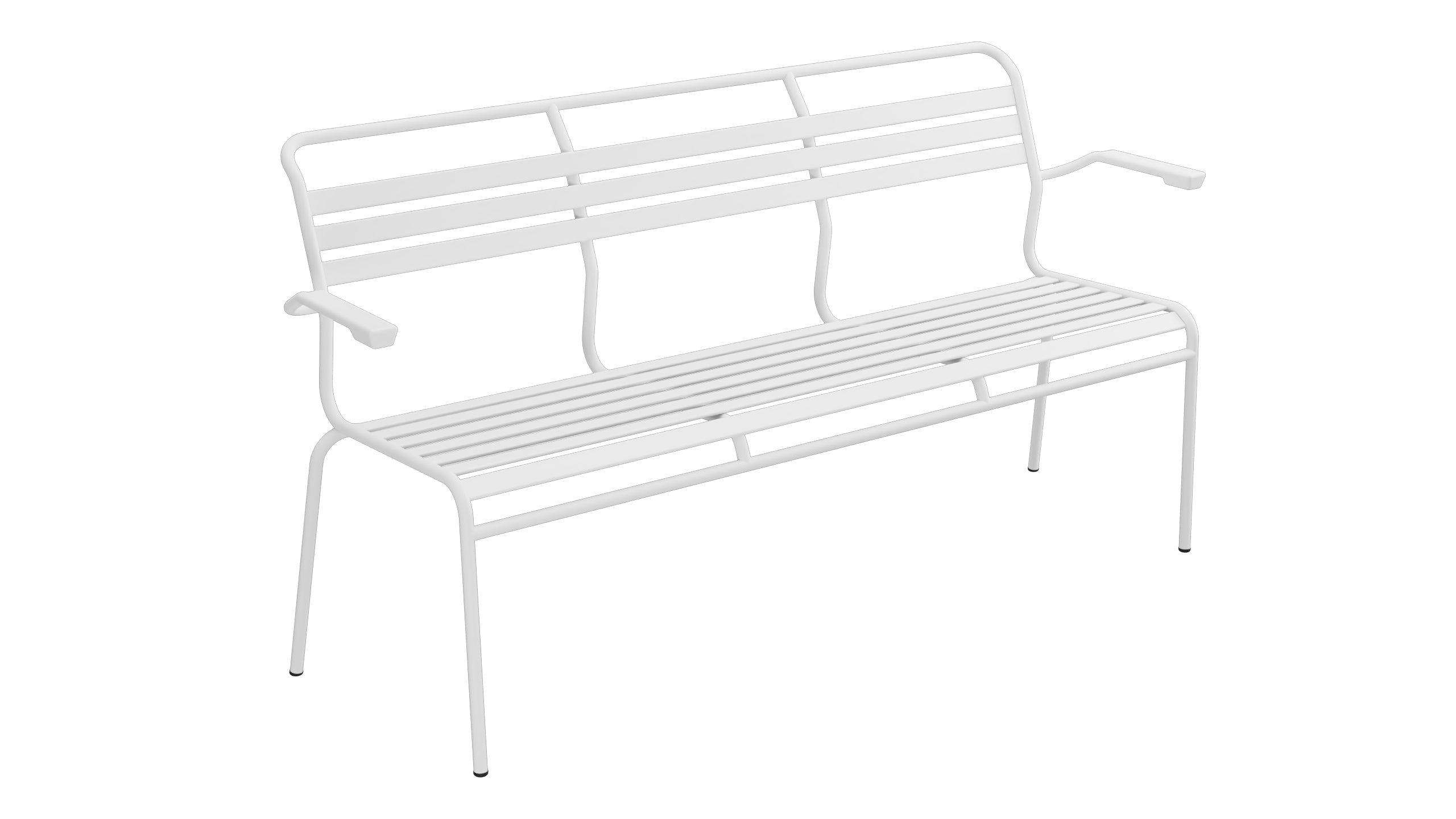 Säntis Lättli-3er Gartenbank mit Armlehne in Weiss präsentiert im Onlineshop von KAQTU Design AG. Gartenbank ist von Schaffner