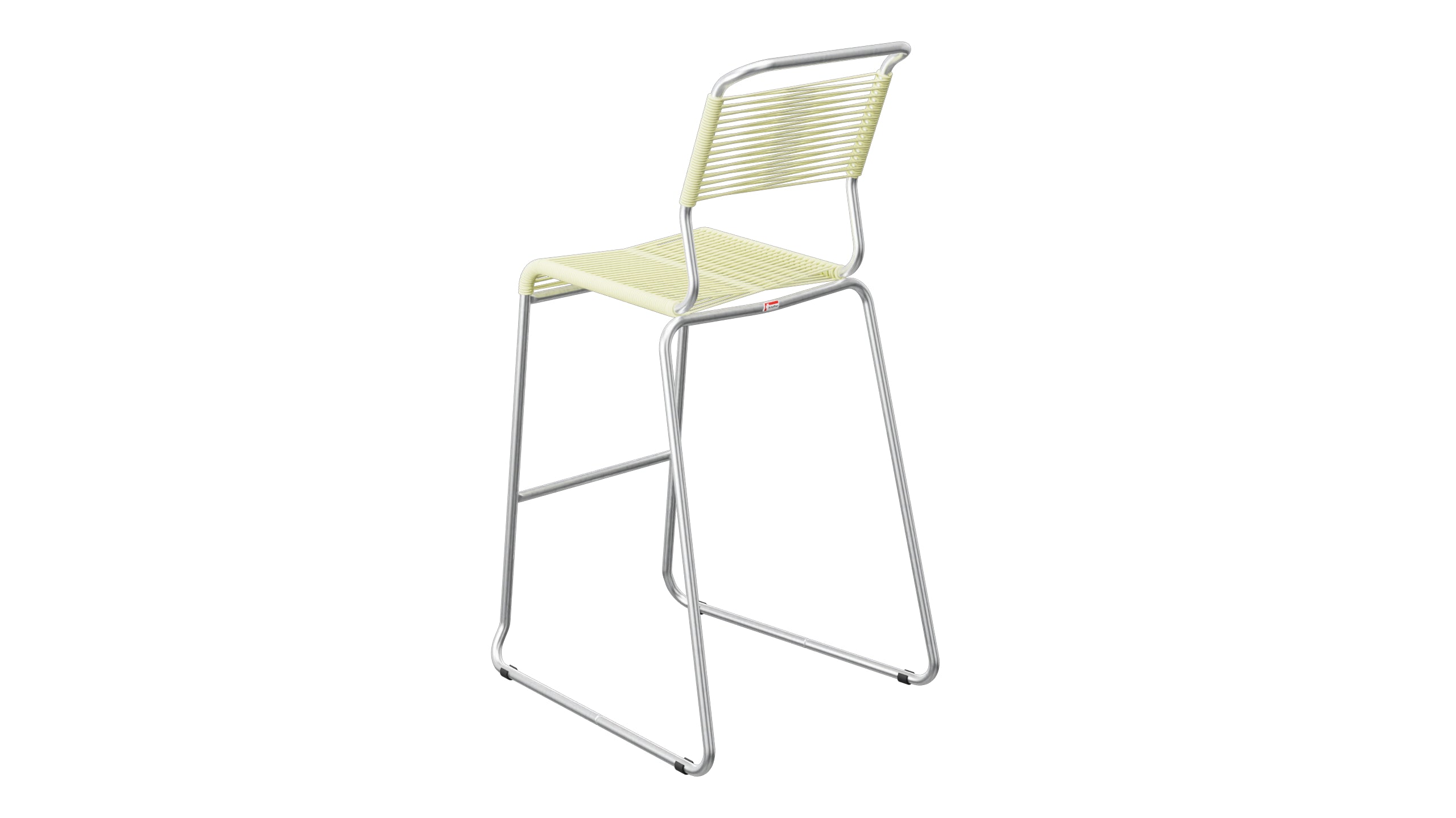Säntis Spaghetti-Barstuhl Outdoor ohne Armlehne Kufen in Buchsbaumgelb präsentiert im Onlineshop von KAQTU Design AG. Outdoor-Barstuhl ist von Schaffner