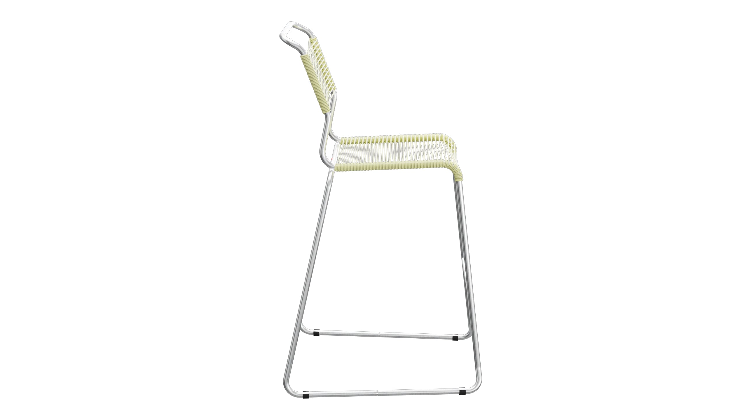 Säntis Spaghetti-Barstuhl Outdoor ohne Armlehne Kufen in Buchsbaumgelb präsentiert im Onlineshop von KAQTU Design AG. Outdoor-Barstuhl ist von Schaffner