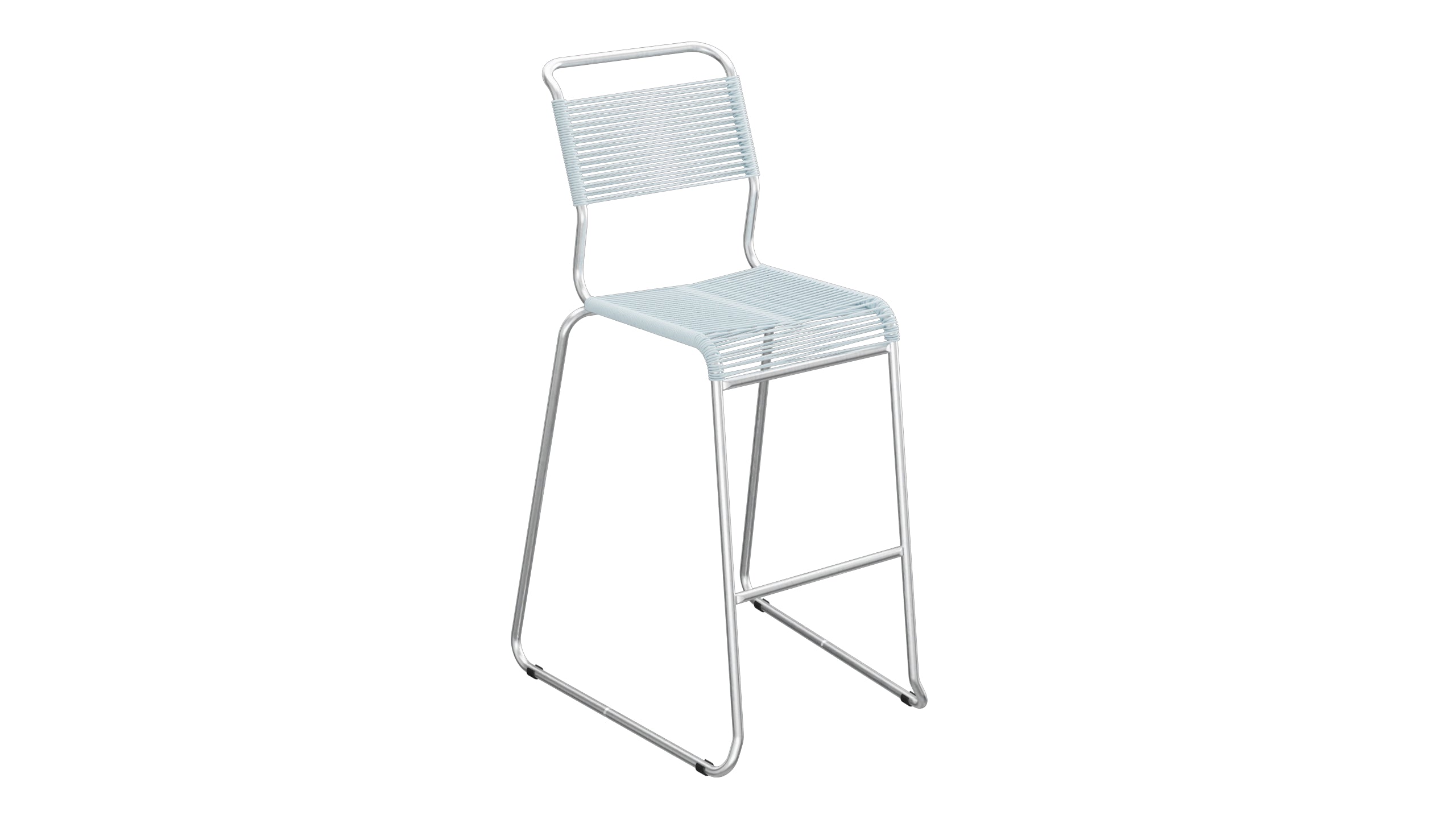 Säntis Spaghetti-Barstuhl Outdoor ohne Armlehne Kufen in Pastellblau präsentiert im Onlineshop von KAQTU Design AG. Outdoor-Barstuhl ist von Schaffner