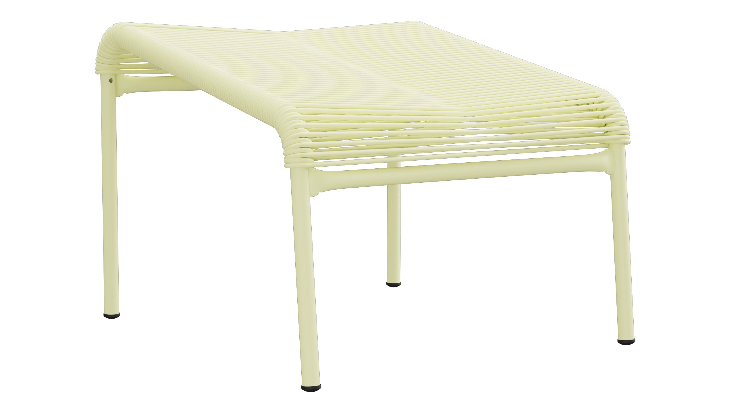 Säntis Spaghetti-Fusshocker in Buchsbaumgelb präsentiert im Onlineshop von KAQTU Design AG. Hocker Outdoor ist von Schaffner