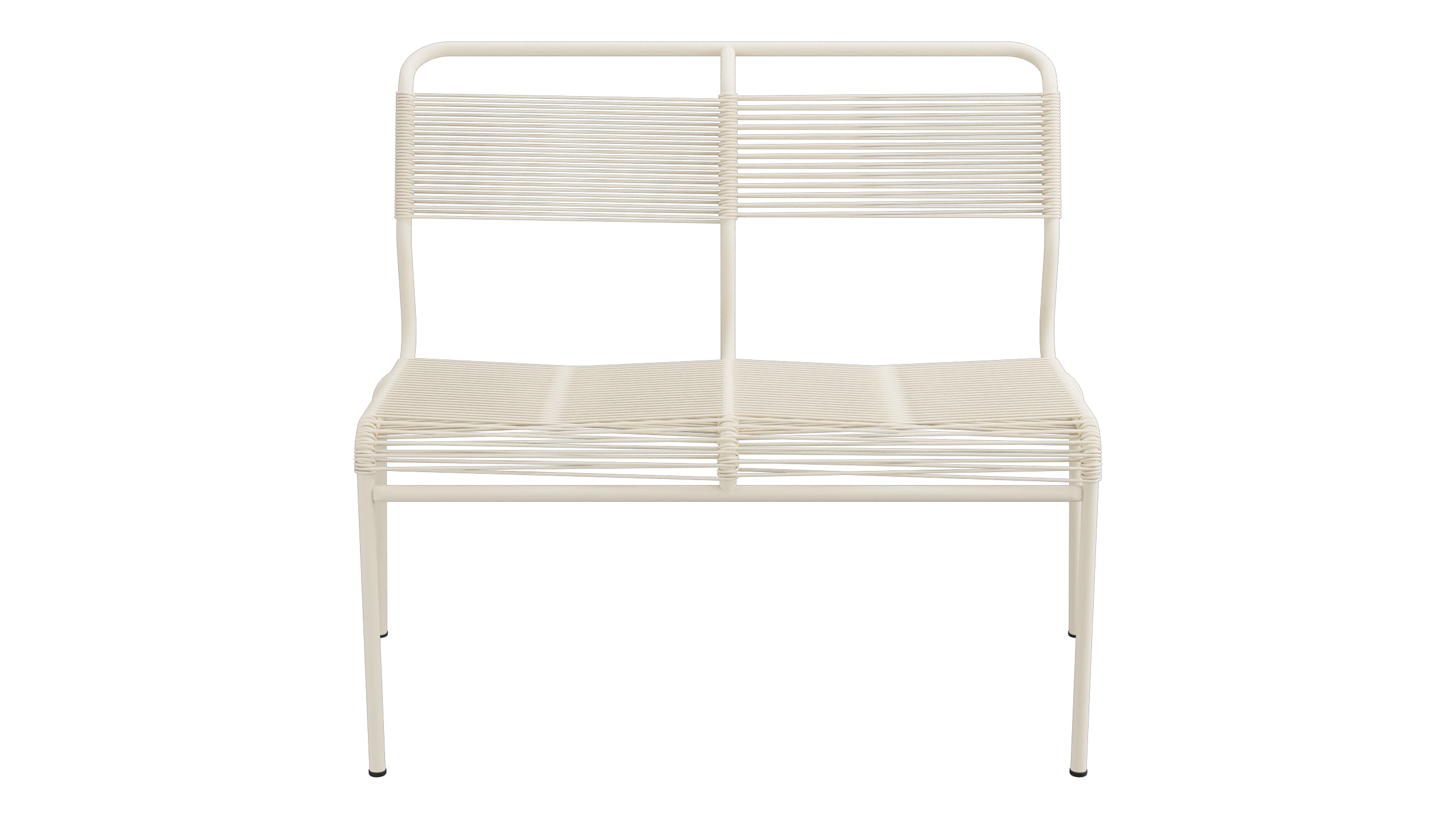 Säntis Spaghetti-2er Gartenbank ohne Armlehne in Pastellsand präsentiert im Onlineshop von KAQTU Design AG. Gartenbank ist von Schaffner