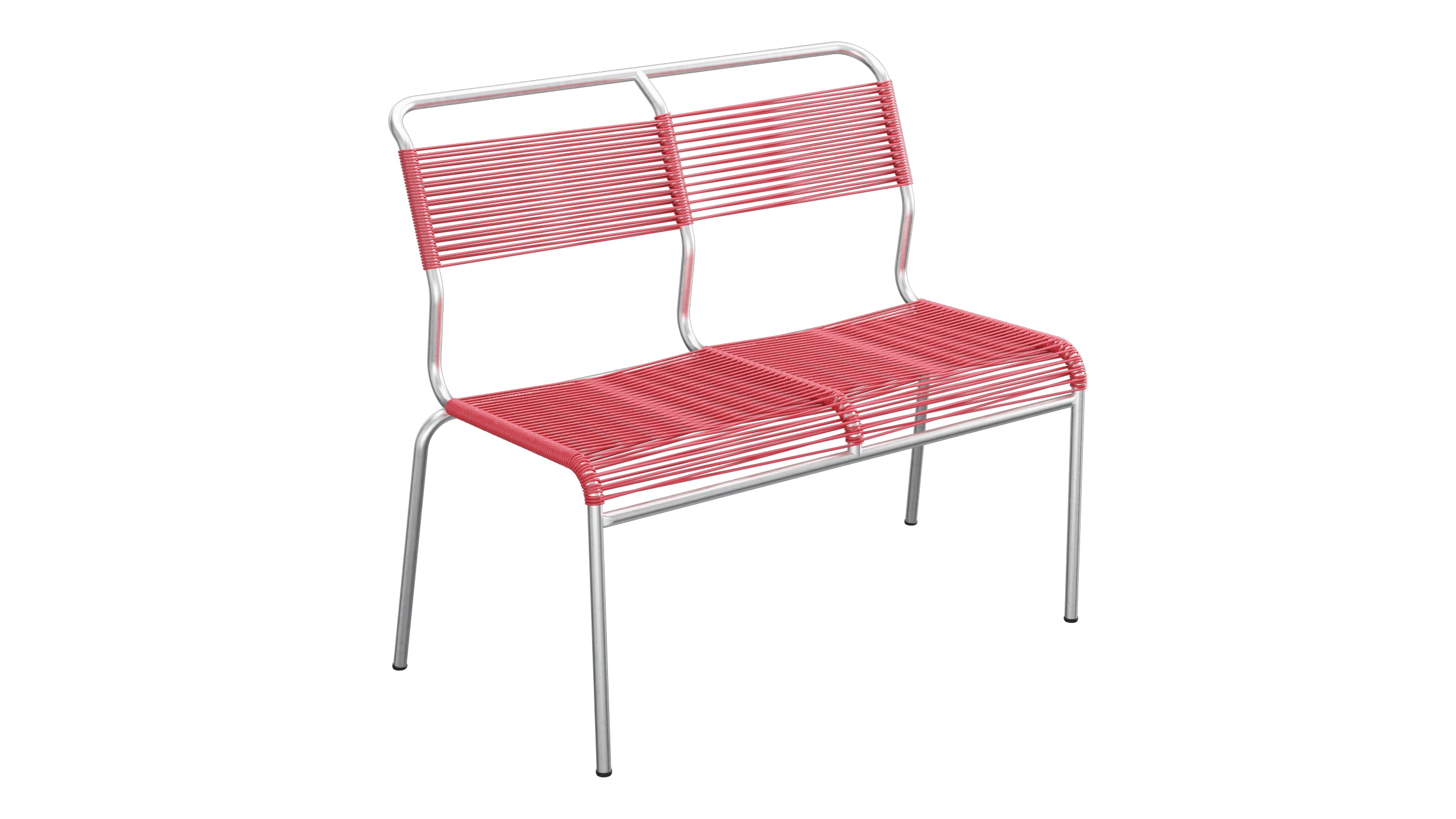 Säntis Spaghetti-2er Gartenbank ohne Armlehne in Ahornrot präsentiert im Onlineshop von KAQTU Design AG. Gartenbank ist von Schaffner