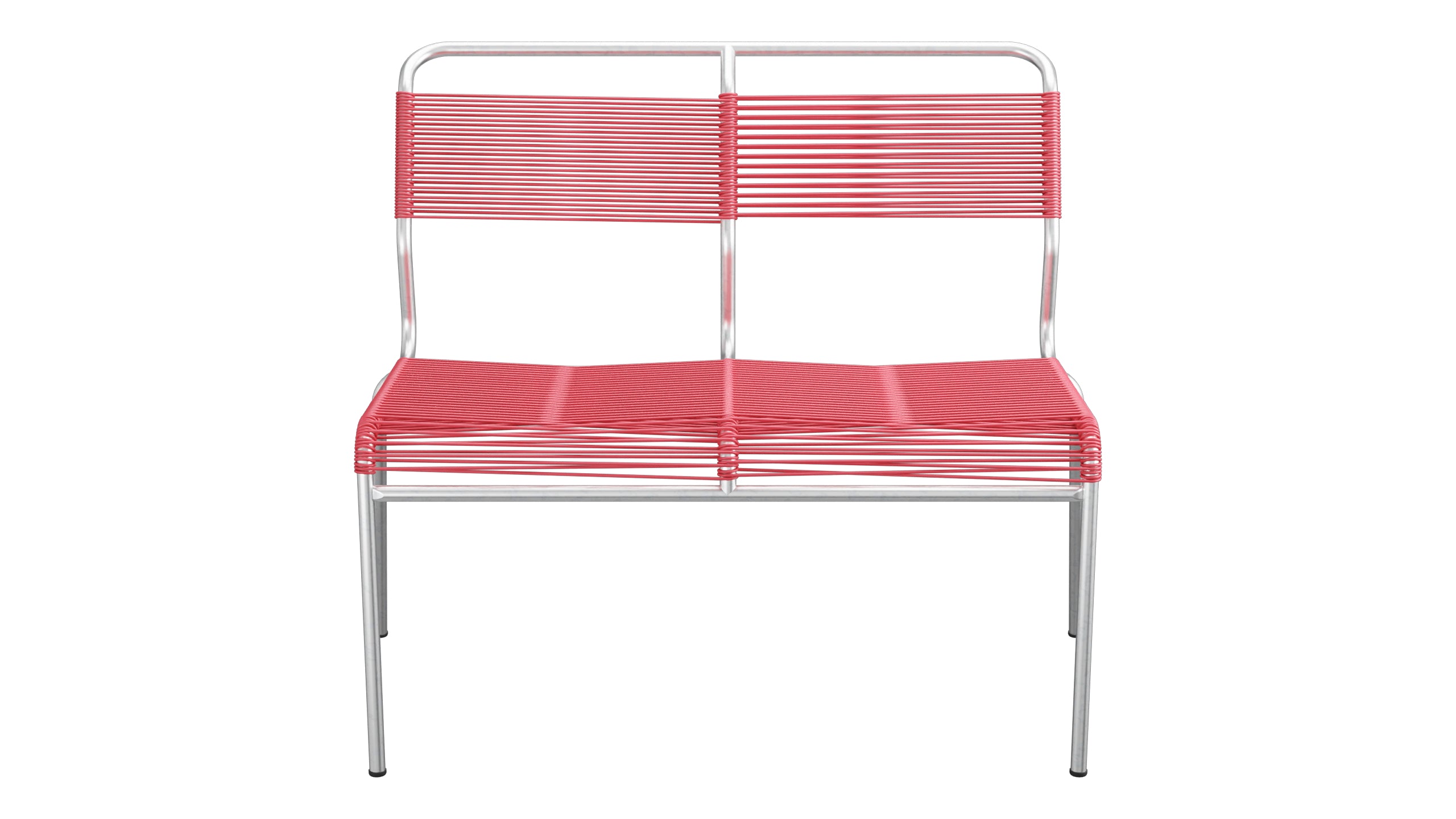 Säntis Spaghetti-2er Gartenbank ohne Armlehne in Ahornrot präsentiert im Onlineshop von KAQTU Design AG. Gartenbank ist von Schaffner