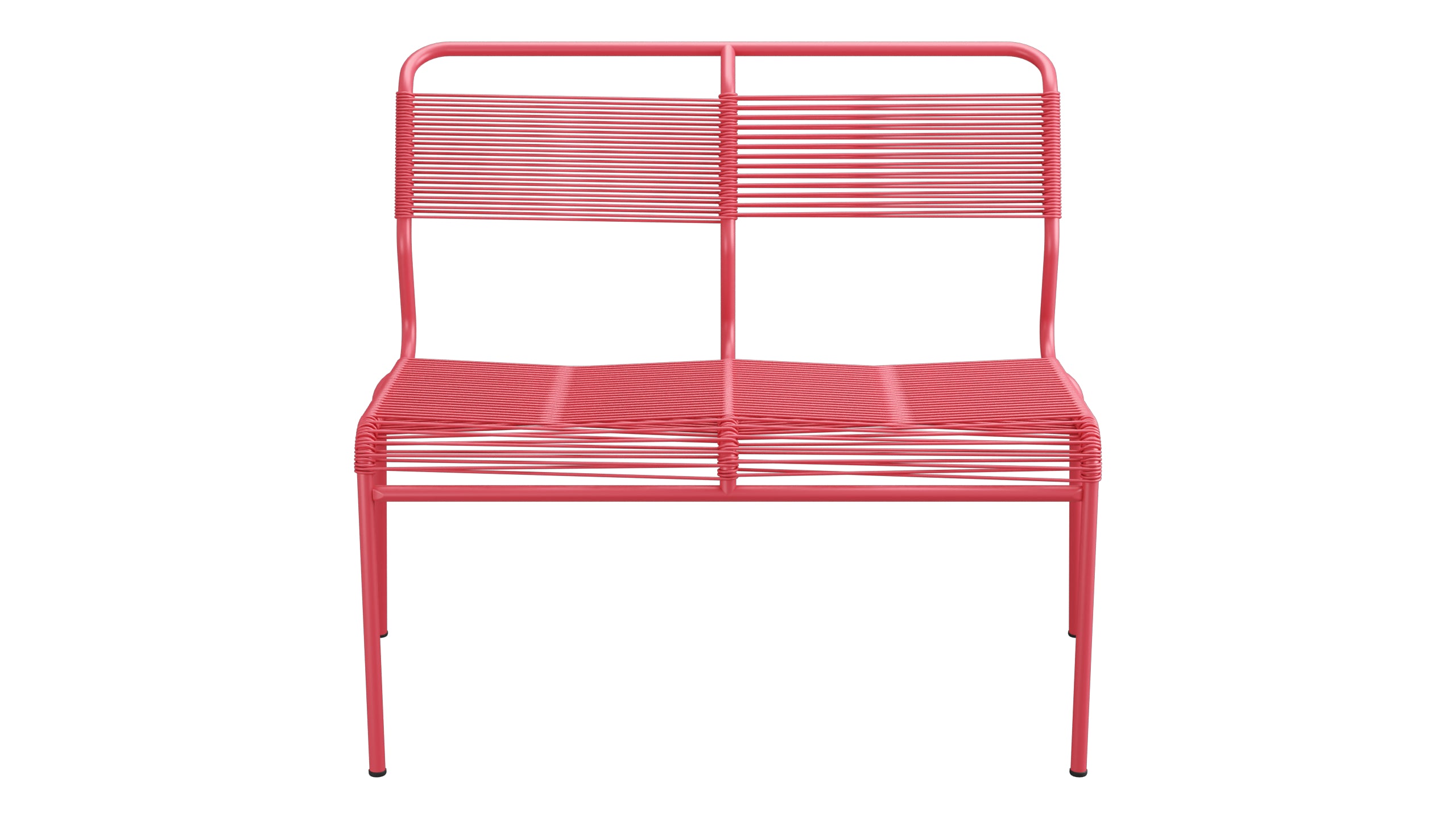 Säntis Spaghetti-2er Gartenbank ohne Armlehne in Ahornrot präsentiert im Onlineshop von KAQTU Design AG. Gartenbank ist von Schaffner