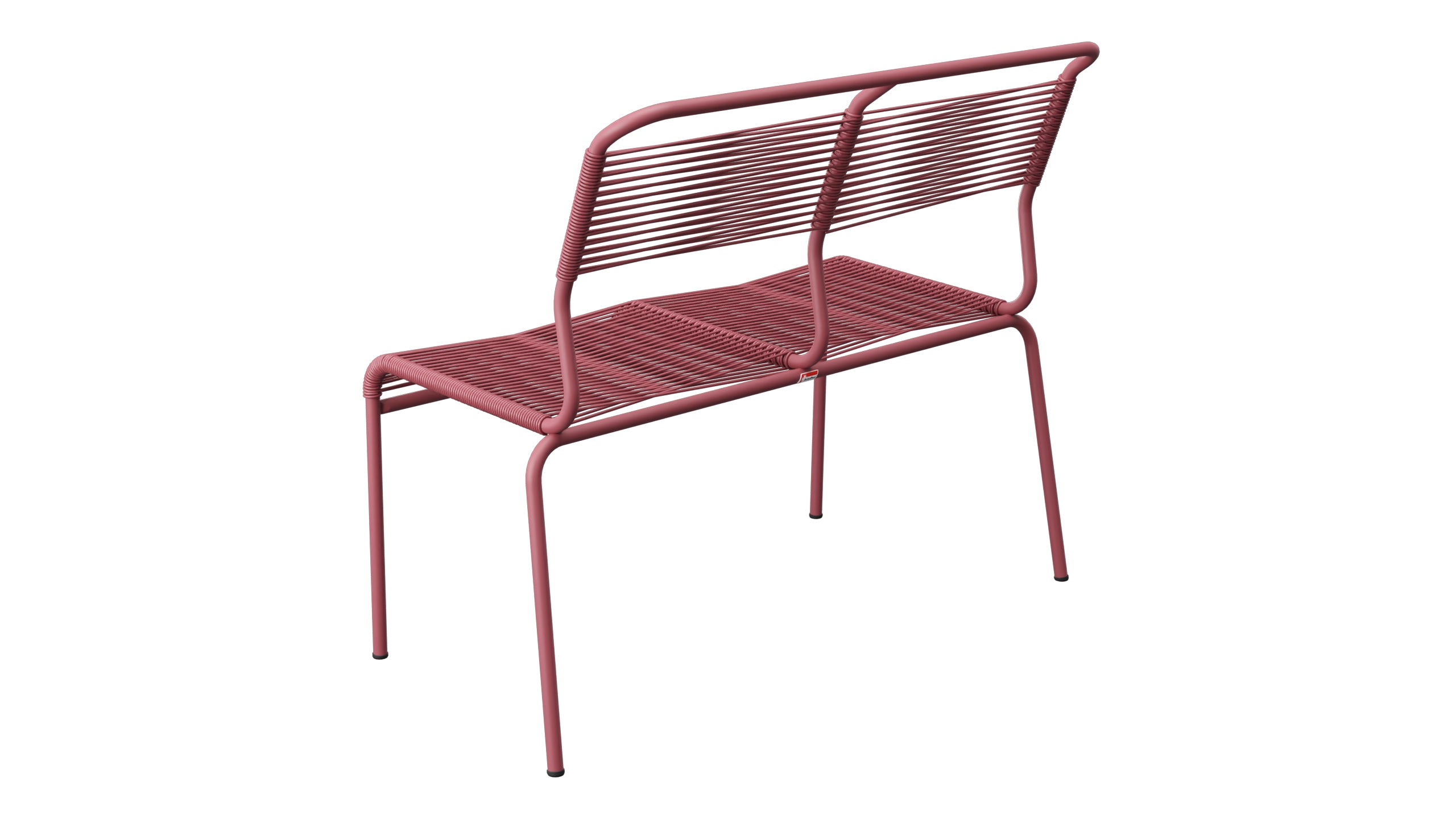 Säntis Spaghetti-2er Gartenbank ohne Armlehne in Bordeaux präsentiert im Onlineshop von KAQTU Design AG. Gartenbank ist von Schaffner