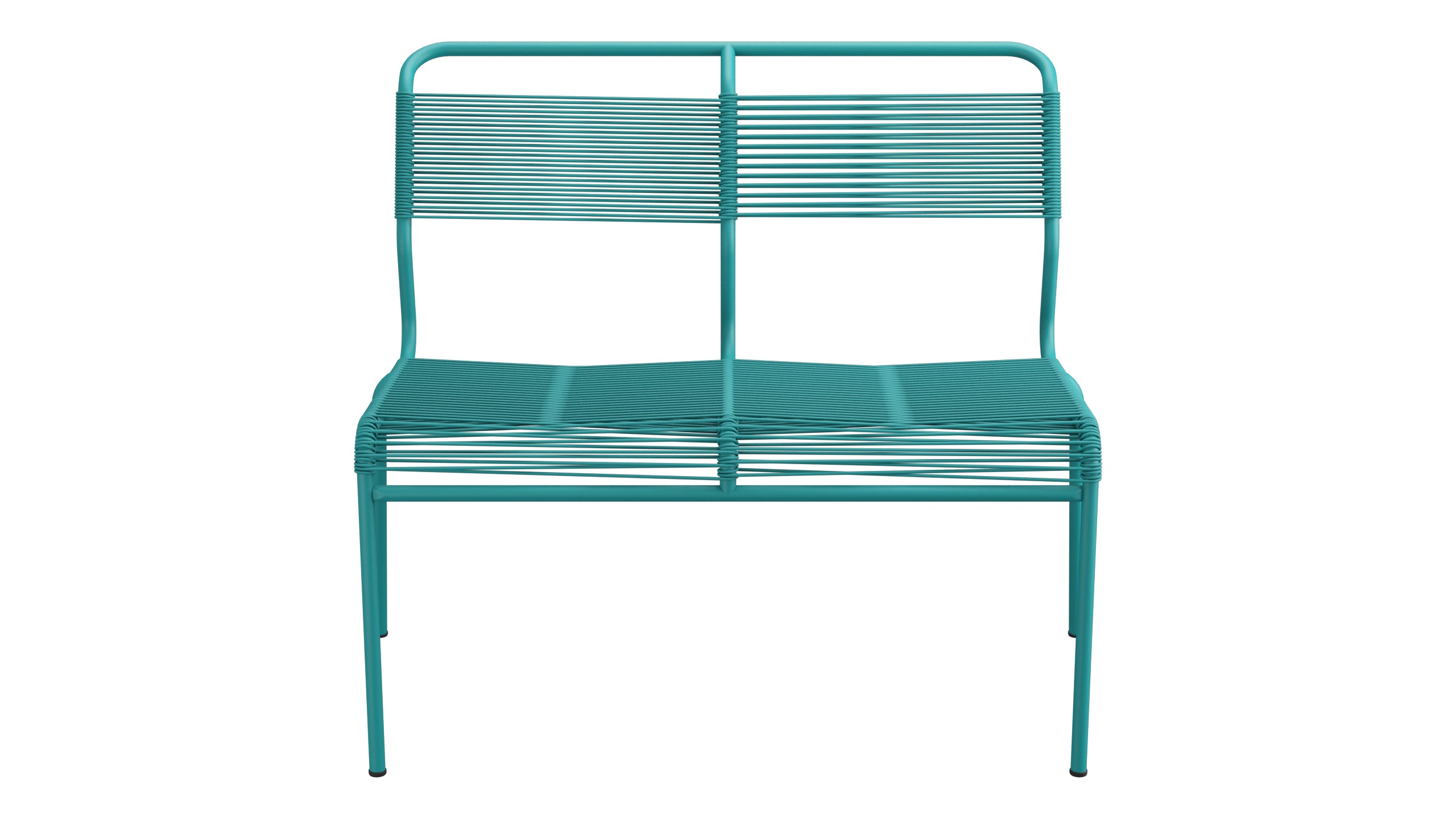Säntis Spaghetti-2er Gartenbank ohne Armlehne in Kaliblau präsentiert im Onlineshop von KAQTU Design AG. Gartenbank ist von Schaffner