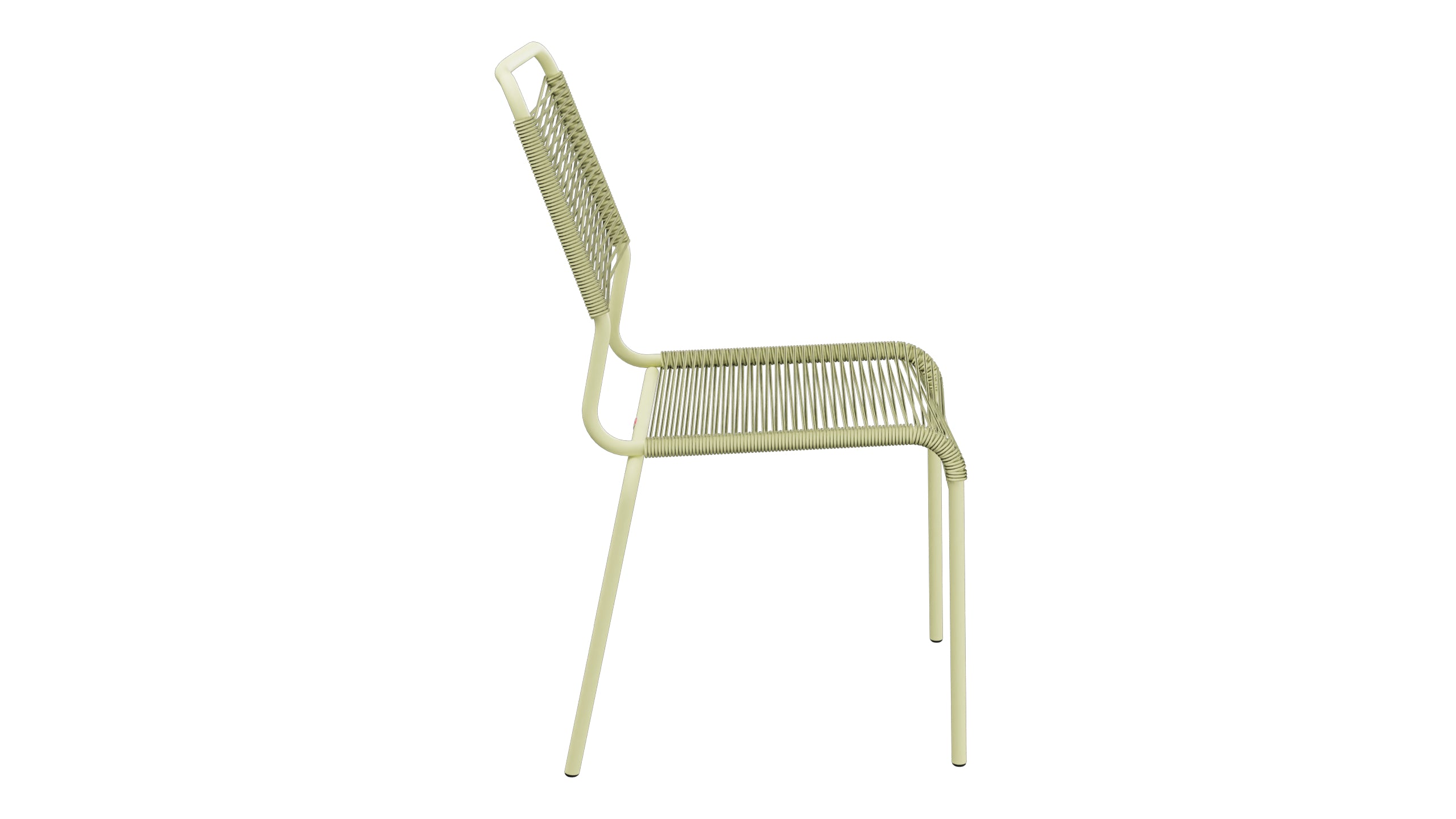 Rigi Spaghetti-Gartenstuhl ohne Armlehne Comfort in Buchsbaumgelb präsentiert im Onlineshop von KAQTU Design AG. Gartenstuhl ist von Schaffner