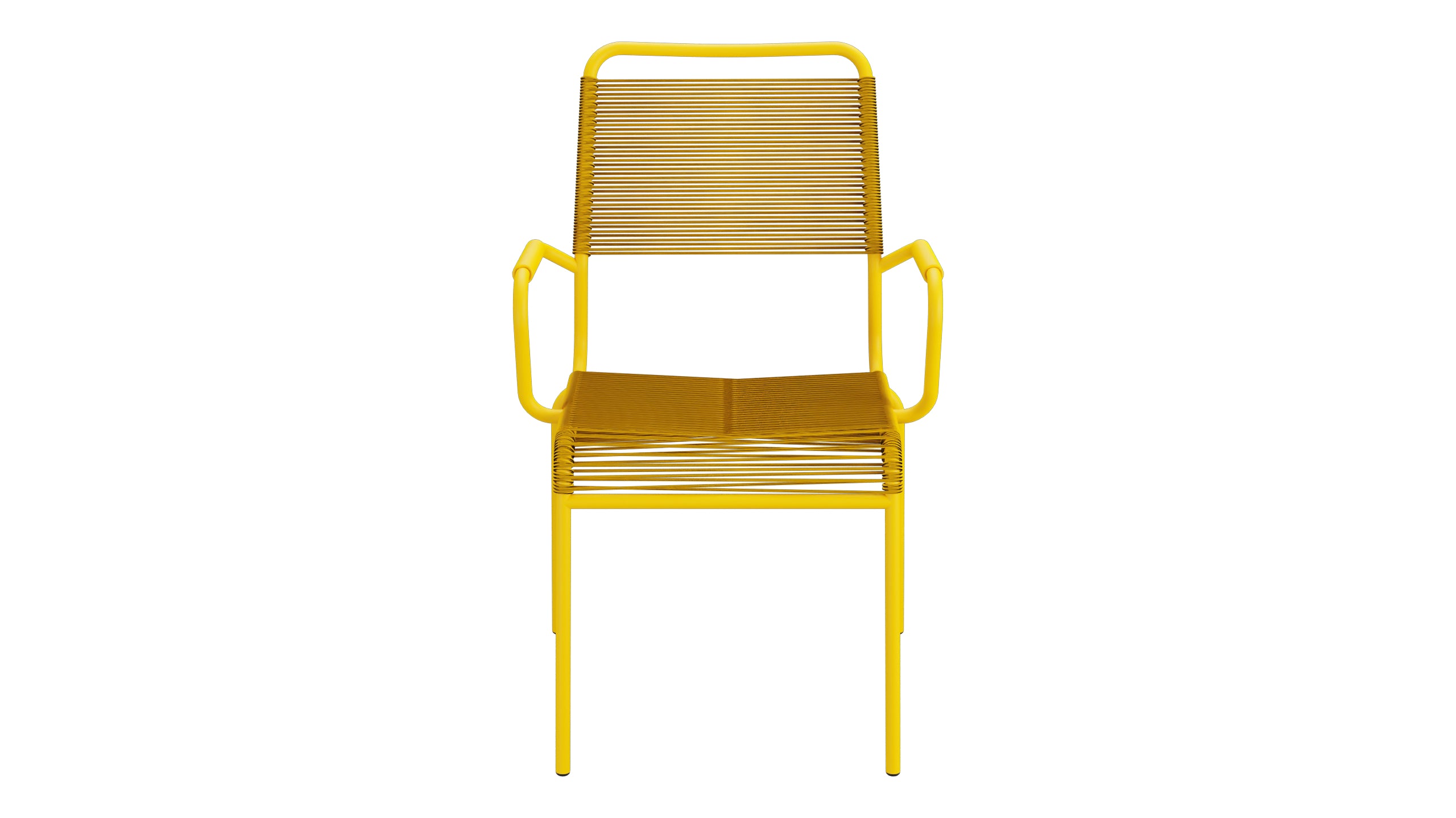 Rigi Spaghetti-Gartenstuhl mit Armlehne Comfort in Gelb präsentiert im Onlineshop von KAQTU Design AG. Gartenstuhl mit Armlehnen ist von Schaffner
