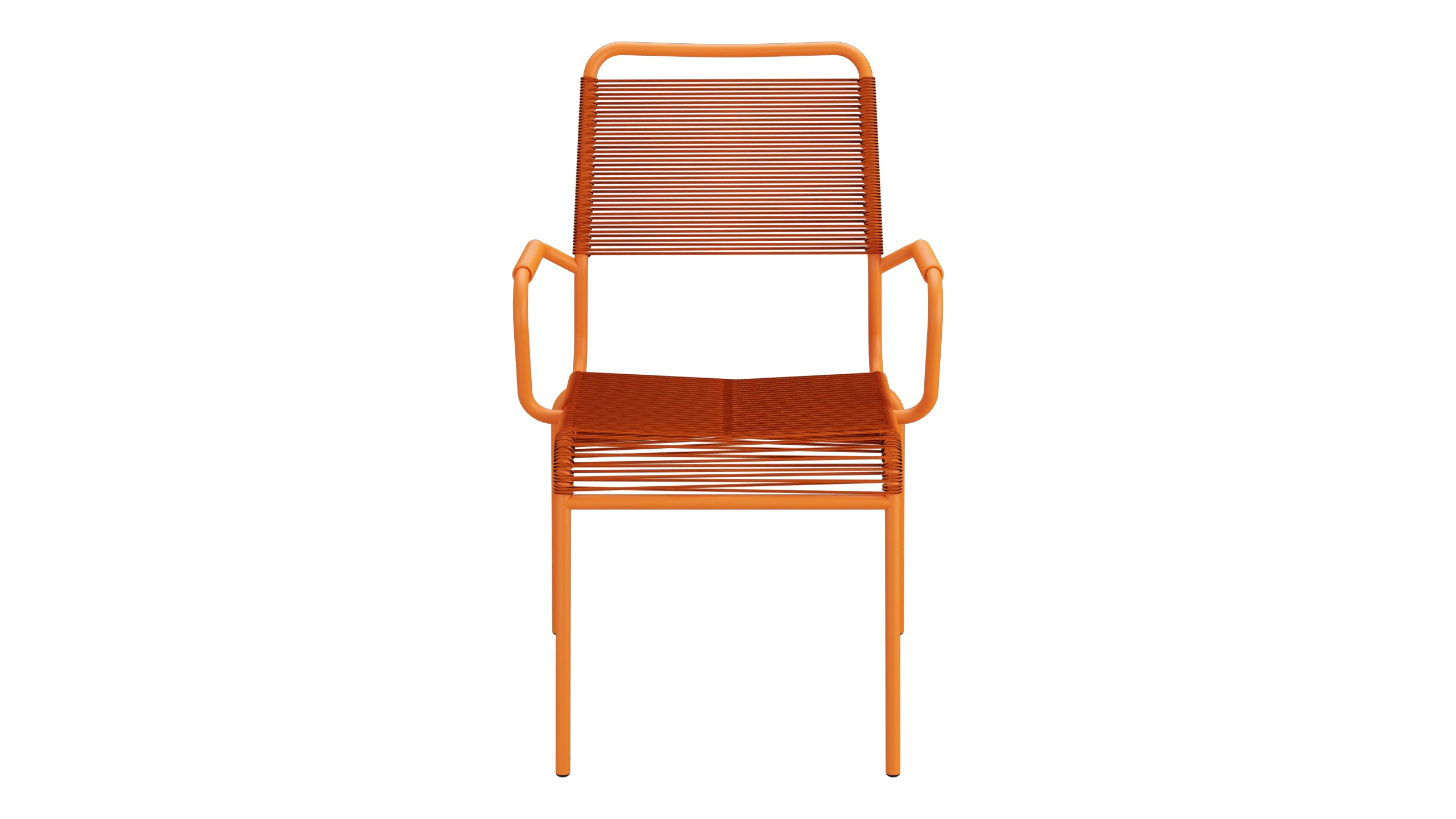 Rigi Spaghetti-Gartenstuhl mit Armlehne Comfort in Orange präsentiert im Onlineshop von KAQTU Design AG. Gartenstuhl mit Armlehnen ist von Schaffner
