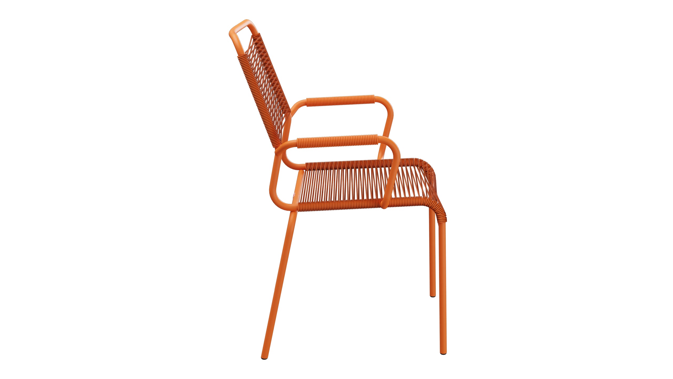 Rigi Spaghetti-Gartenstuhl mit Armlehne Comfort in Orange präsentiert im Onlineshop von KAQTU Design AG. Gartenstuhl mit Armlehnen ist von Schaffner