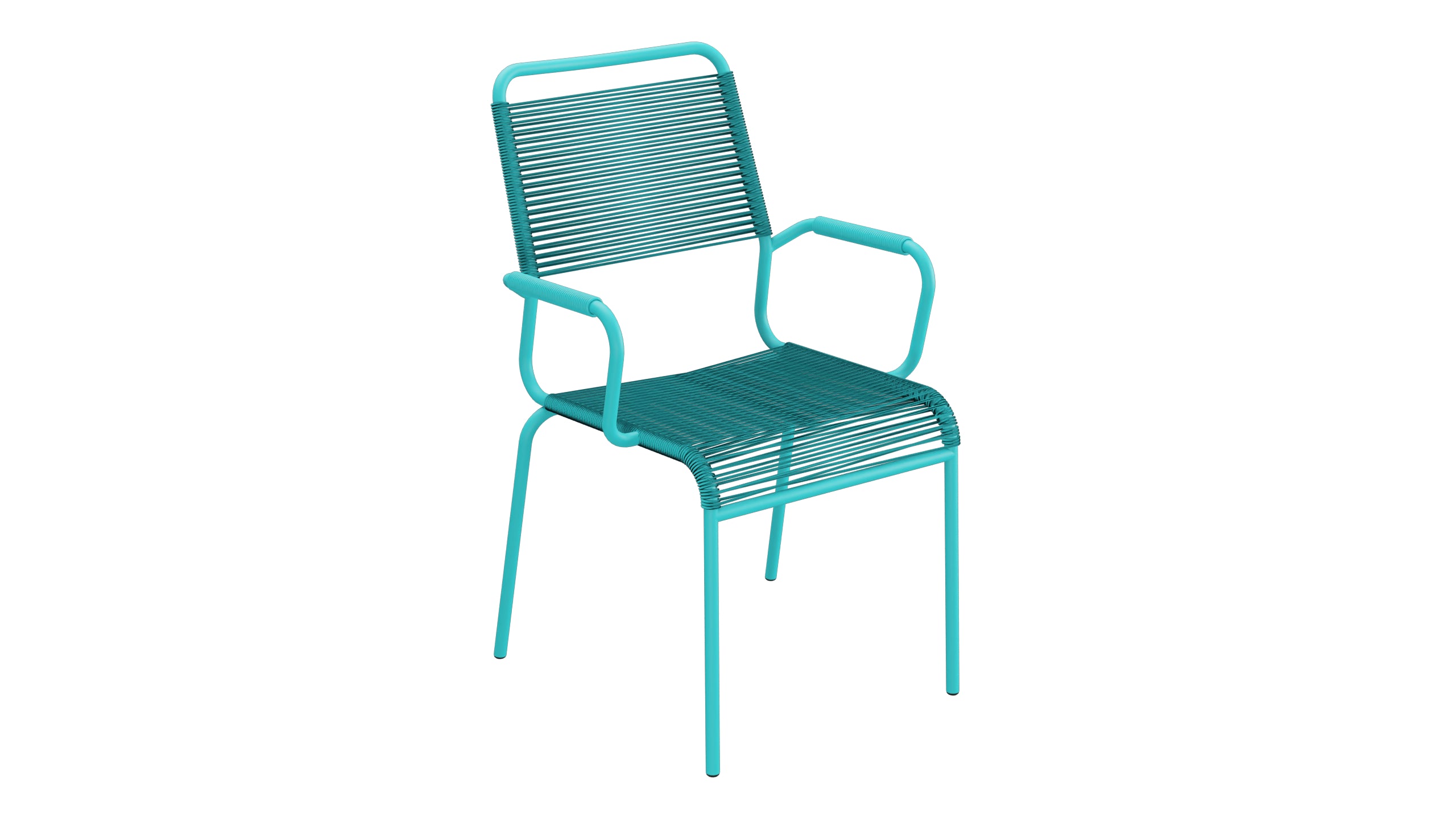Rigi Spaghetti-Gartenstuhl mit Armlehne Comfort in Türkis präsentiert im Onlineshop von KAQTU Design AG. Gartenstuhl mit Armlehnen ist von Schaffner