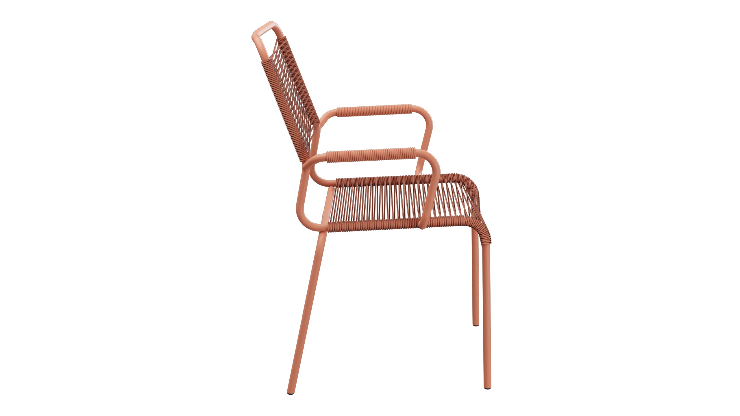 Rigi Spaghetti-Gartenstuhl mit Armlehne Comfort in Pastellterracotta präsentiert im Onlineshop von KAQTU Design AG. Gartenstuhl mit Armlehnen ist von Schaffner