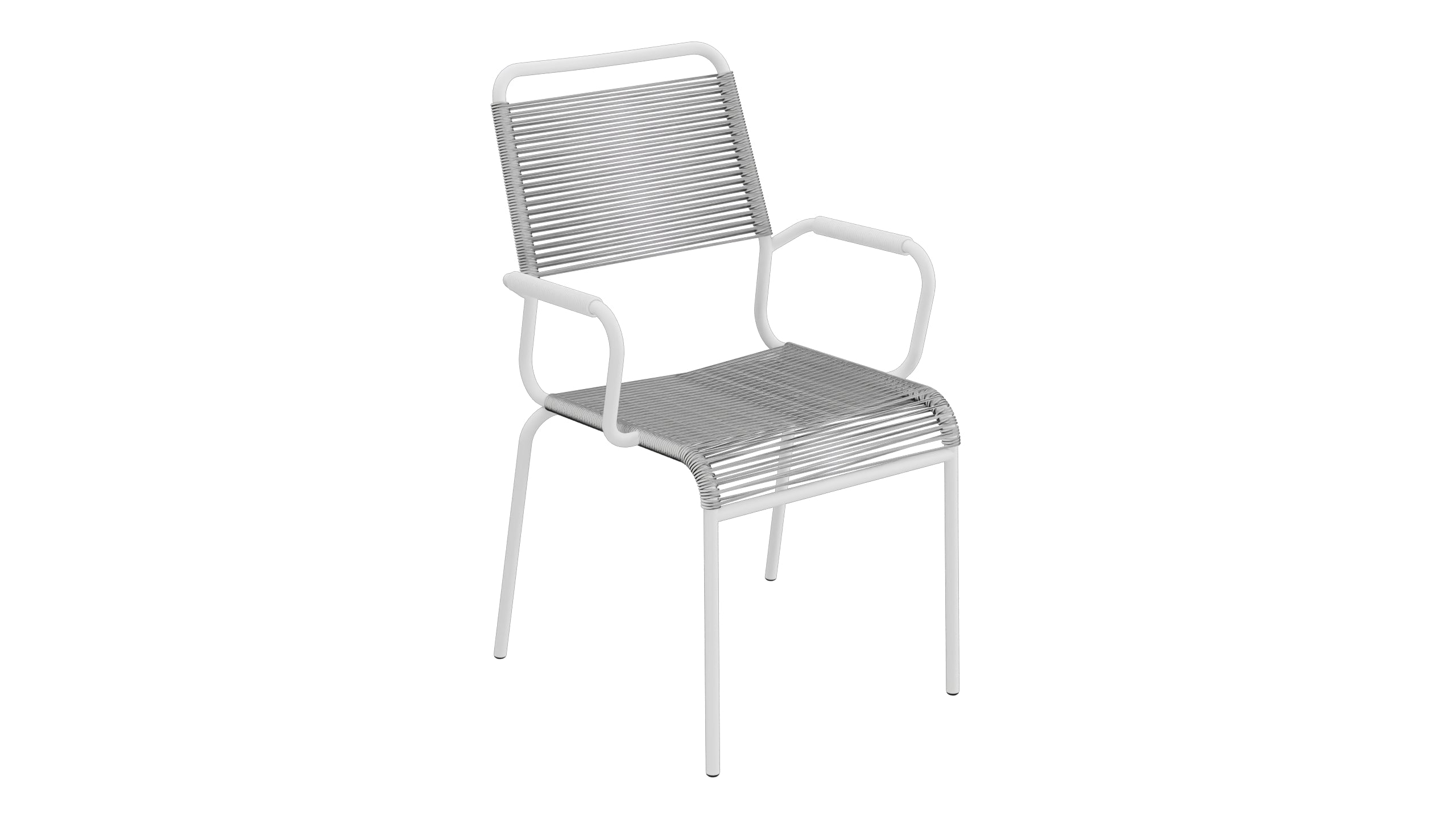 Rigi Spaghetti-Gartenstuhl mit Armlehne Comfort in Weiss präsentiert im Onlineshop von KAQTU Design AG. Gartenstuhl mit Armlehnen ist von Schaffner