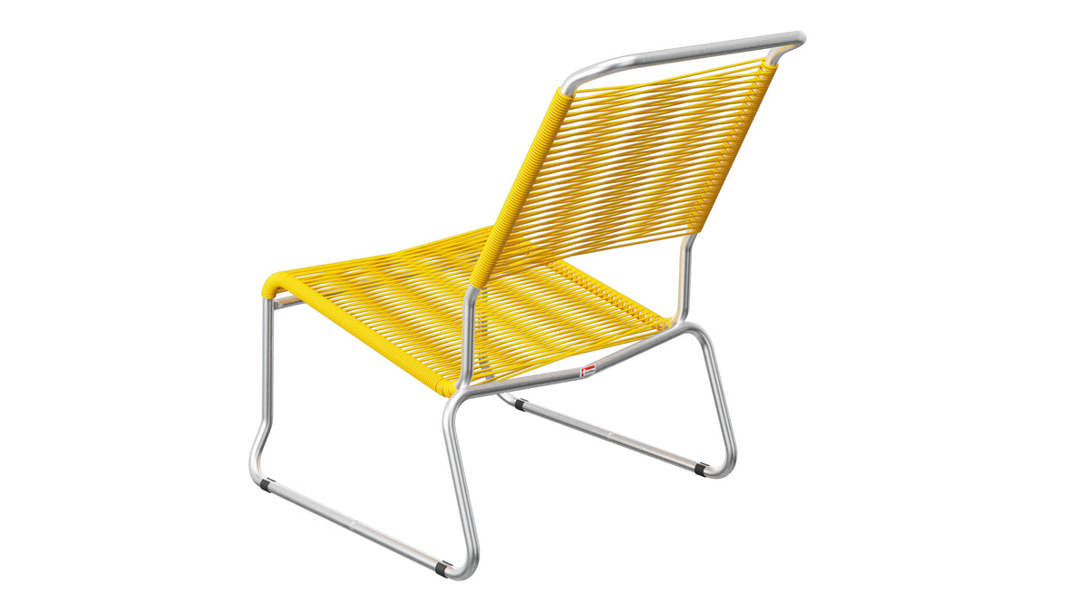 Säntis Spaghetti-Lounger ohne Armlehne Hochlehner Kufen in Gelb präsentiert im Onlineshop von KAQTU Design AG. Outdoor-Sessel ist von Schaffner