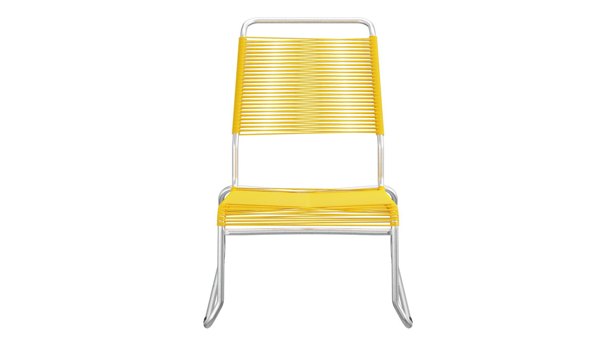 Säntis Spaghetti-Lounger ohne Armlehne Hochlehner Kufen in Gelb präsentiert im Onlineshop von KAQTU Design AG. Outdoor-Sessel ist von Schaffner