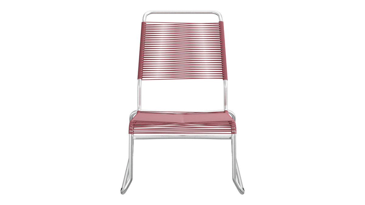 Säntis Spaghetti-Lounger ohne Armlehne Hochlehner Kufen in Bordeaux präsentiert im Onlineshop von KAQTU Design AG. Outdoor-Sessel ist von Schaffner
