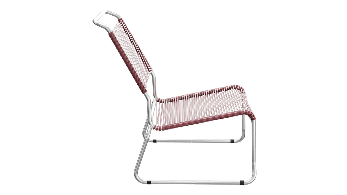 Säntis Spaghetti-Lounger ohne Armlehne Hochlehner Kufen in Bordeaux präsentiert im Onlineshop von KAQTU Design AG. Outdoor-Sessel ist von Schaffner