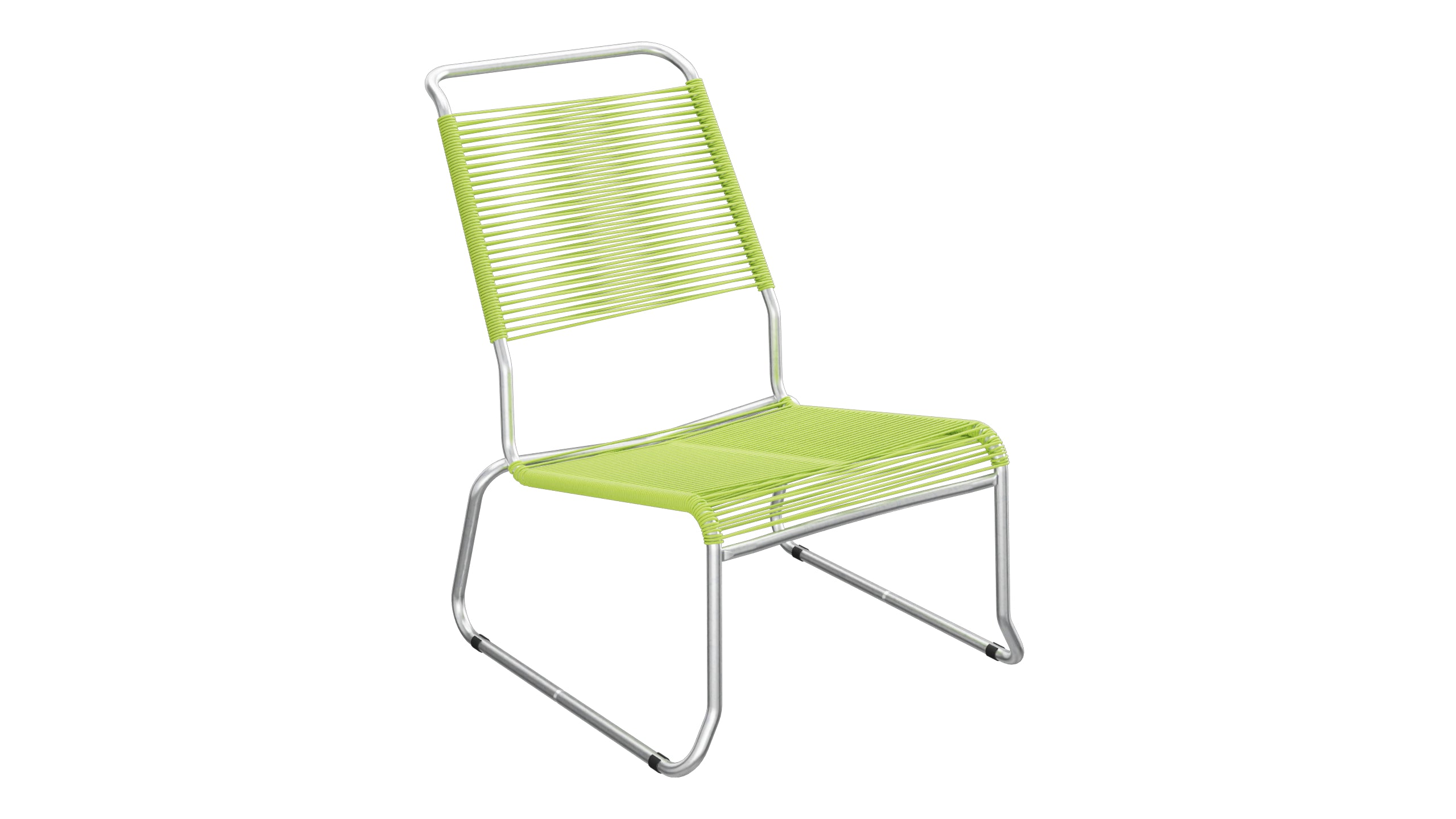 Säntis Spaghetti-Lounger ohne Armlehne Hochlehner Kufen in Hellgrün präsentiert im Onlineshop von KAQTU Design AG. Outdoor-Sessel ist von Schaffner