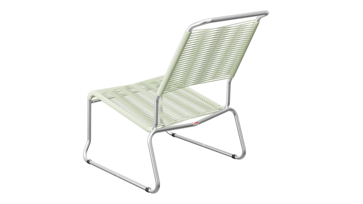 Säntis Spaghetti-Lounger ohne Armlehne Hochlehner Kufen in Pastellgrün präsentiert im Onlineshop von KAQTU Design AG. Outdoor-Sessel ist von Schaffner