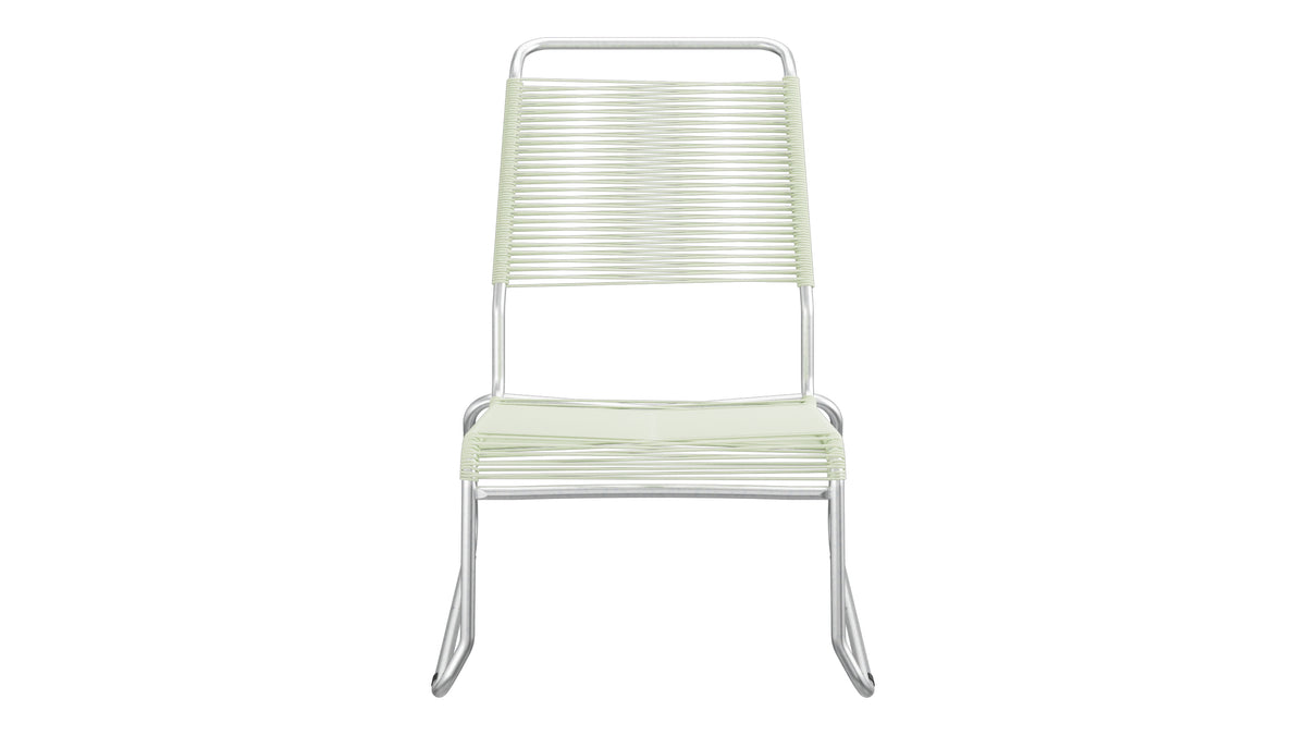 Säntis Spaghetti-Lounger ohne Armlehne Hochlehner Kufen in Pastellgrün präsentiert im Onlineshop von KAQTU Design AG. Outdoor-Sessel ist von Schaffner