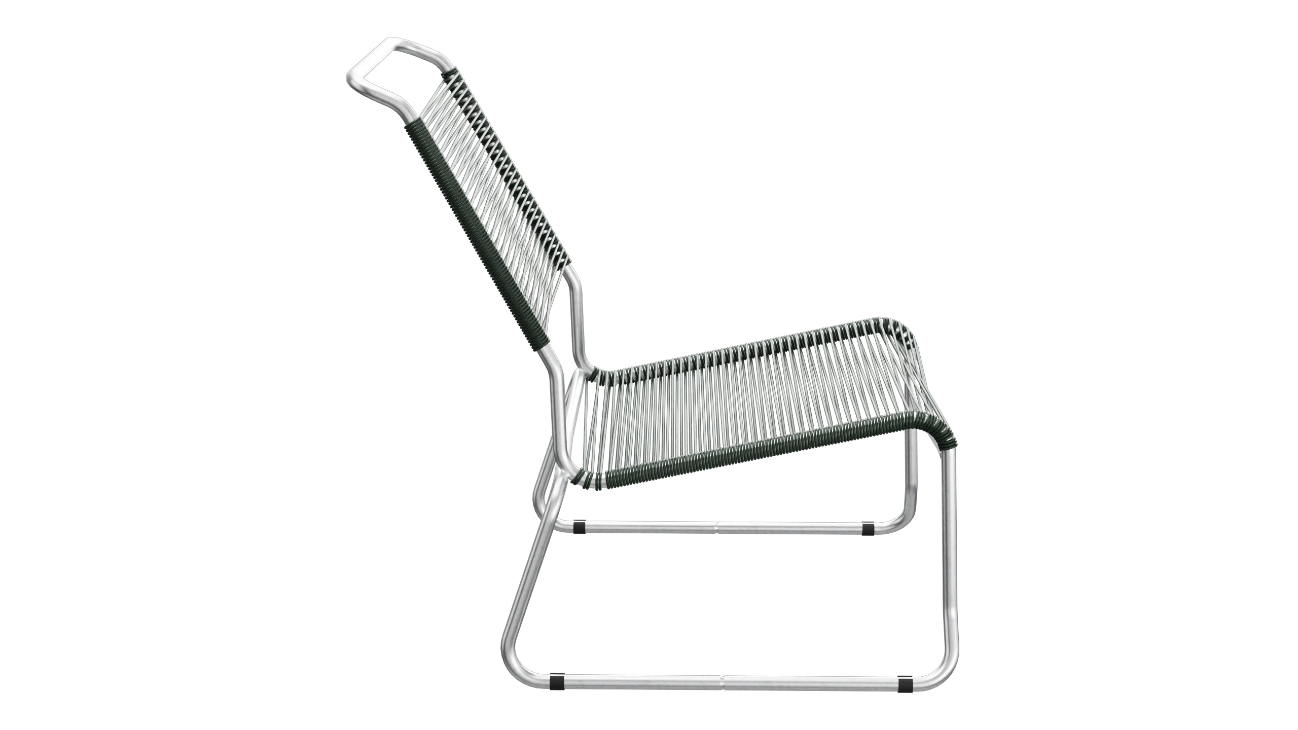 Säntis Spaghetti-Lounger ohne Armlehne Hochlehner Kufen in Tannengrün präsentiert im Onlineshop von KAQTU Design AG. Outdoor-Sessel ist von Schaffner