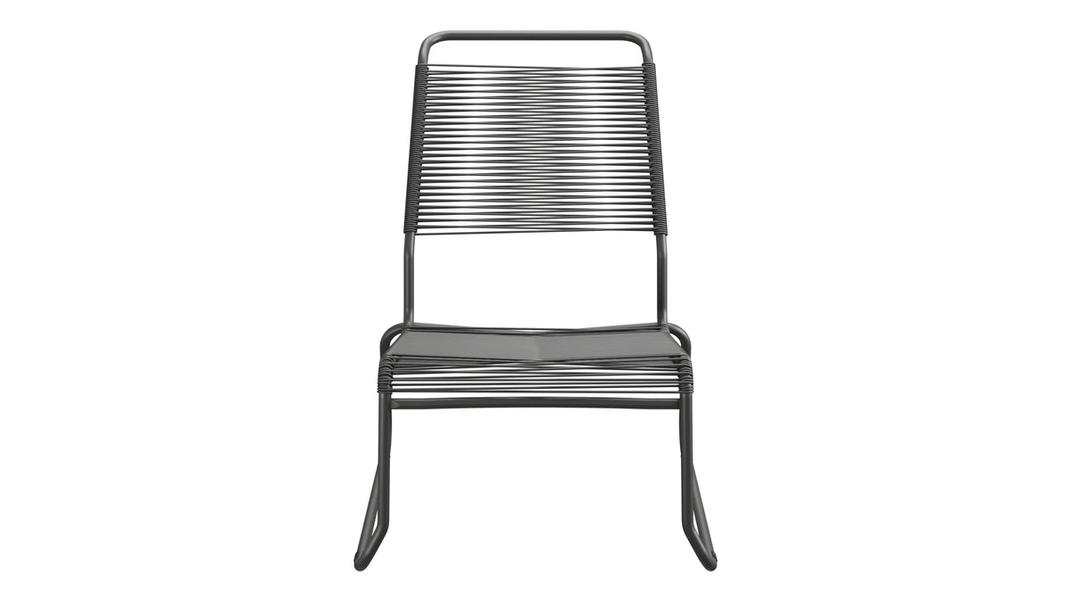 Säntis Spaghetti-Lounger ohne Armlehne Hochlehner Kufen in Anthrazit präsentiert im Onlineshop von KAQTU Design AG. Outdoor-Sessel ist von Schaffner