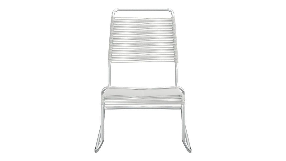 Säntis Spaghetti-Lounger ohne Armlehne Hochlehner Kufen in Alusilber präsentiert im Onlineshop von KAQTU Design AG. Outdoor-Sessel ist von Schaffner