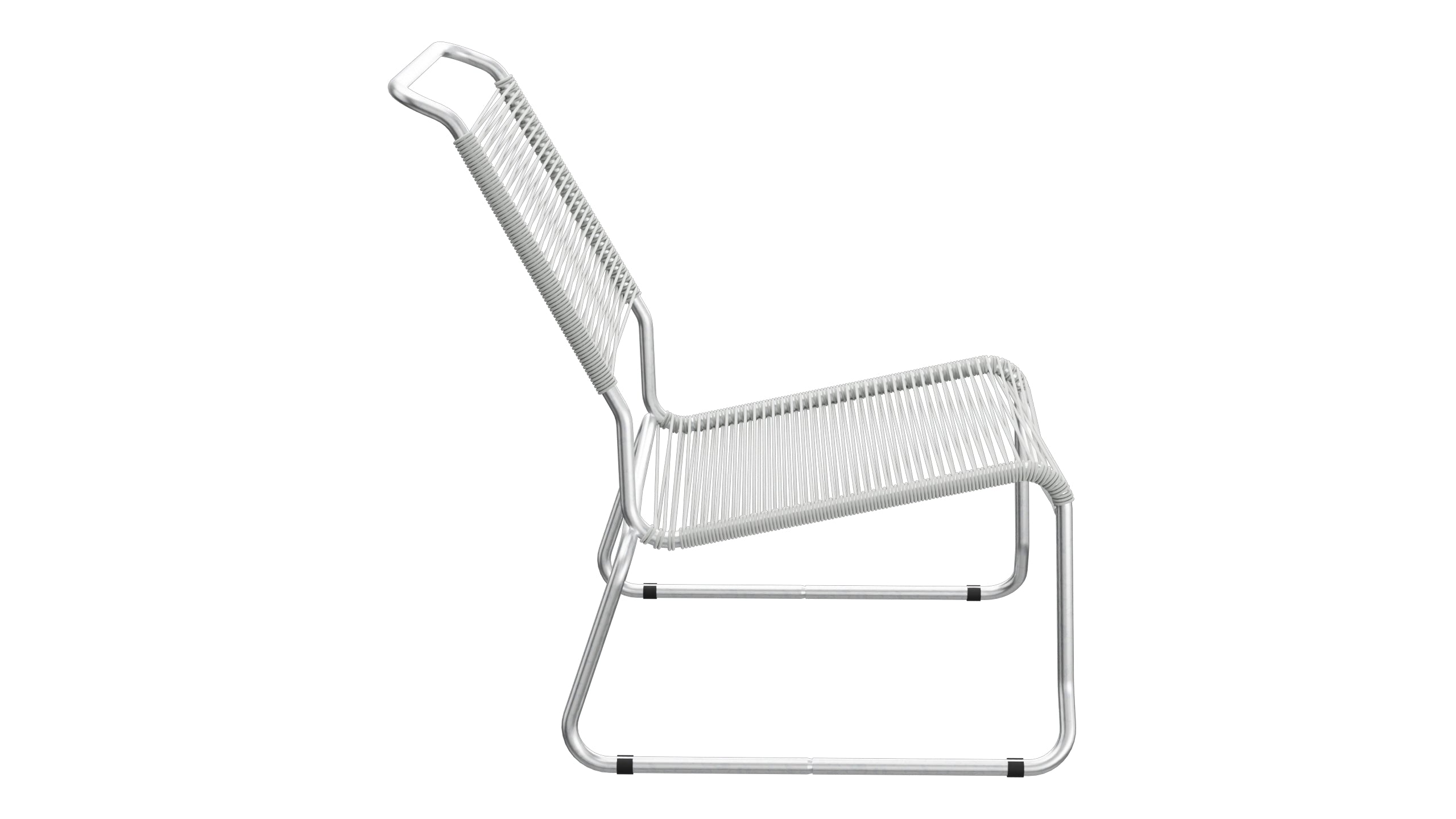Säntis Spaghetti-Lounger ohne Armlehne Hochlehner Kufen in Alusilber präsentiert im Onlineshop von KAQTU Design AG. Outdoor-Sessel ist von Schaffner
