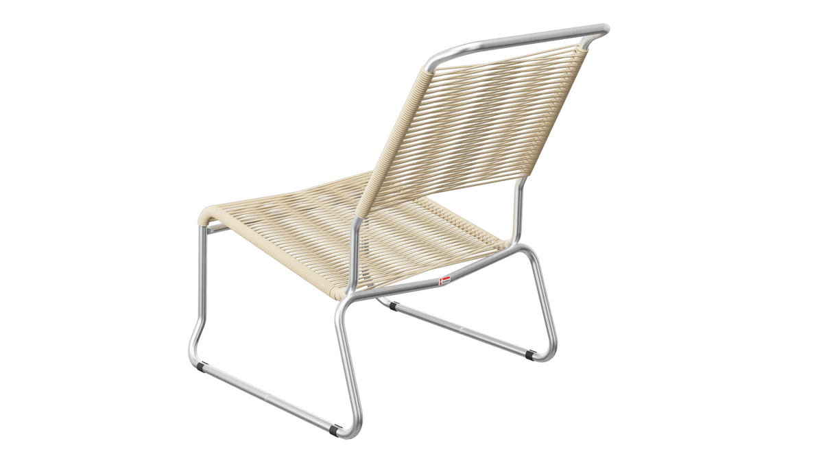 Säntis Spaghetti-Lounger ohne Armlehne Hochlehner Kufen in Pastellbraun präsentiert im Onlineshop von KAQTU Design AG. Outdoor-Sessel ist von Schaffner