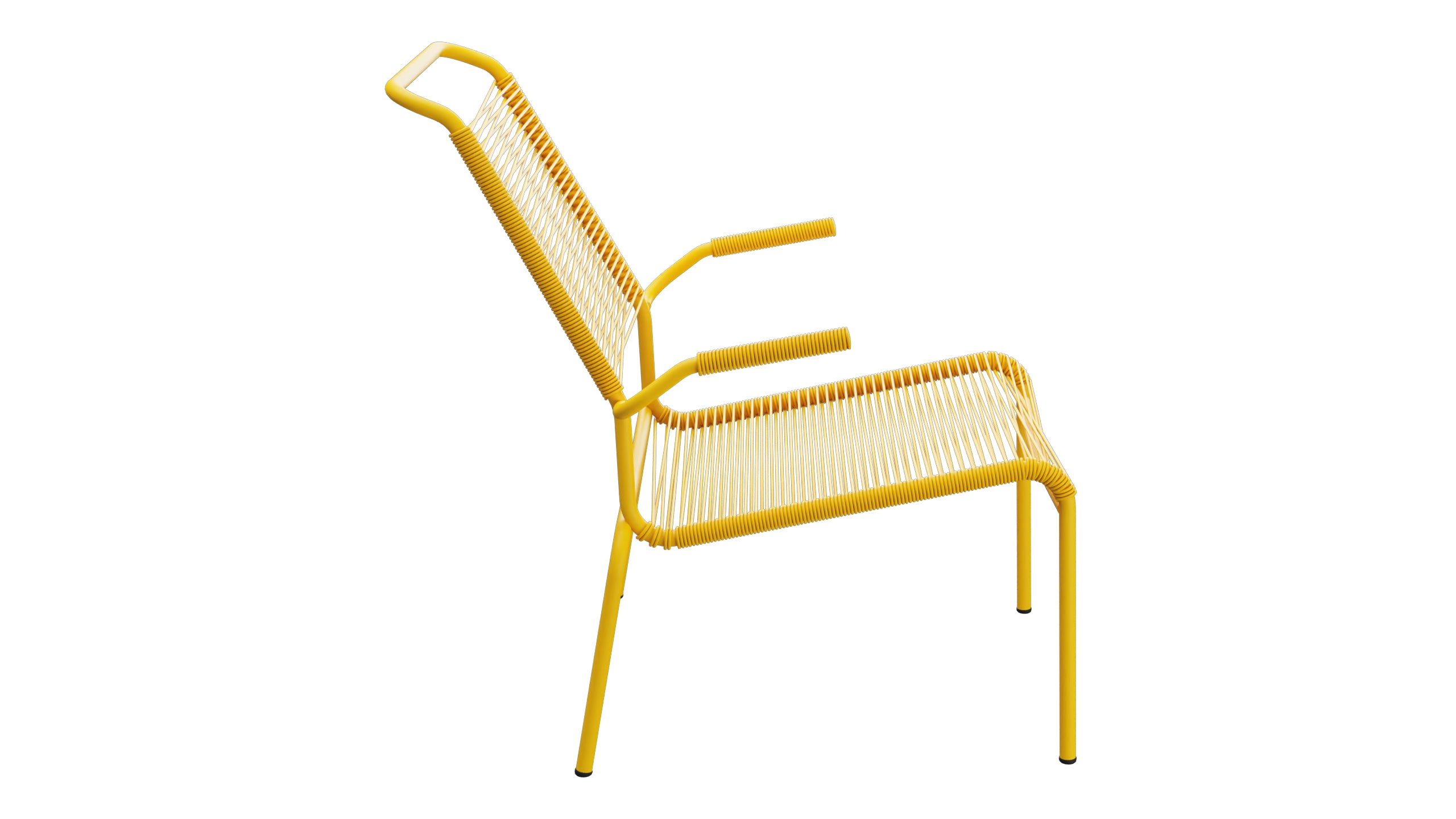 Säntis Lounger Spaghetti mit Armlehne Hochlehner in Gelb präsentiert im Onlineshop von KAQTU Design AG. Outdoor-Sessel mit Armlehnen ist von Schaffner